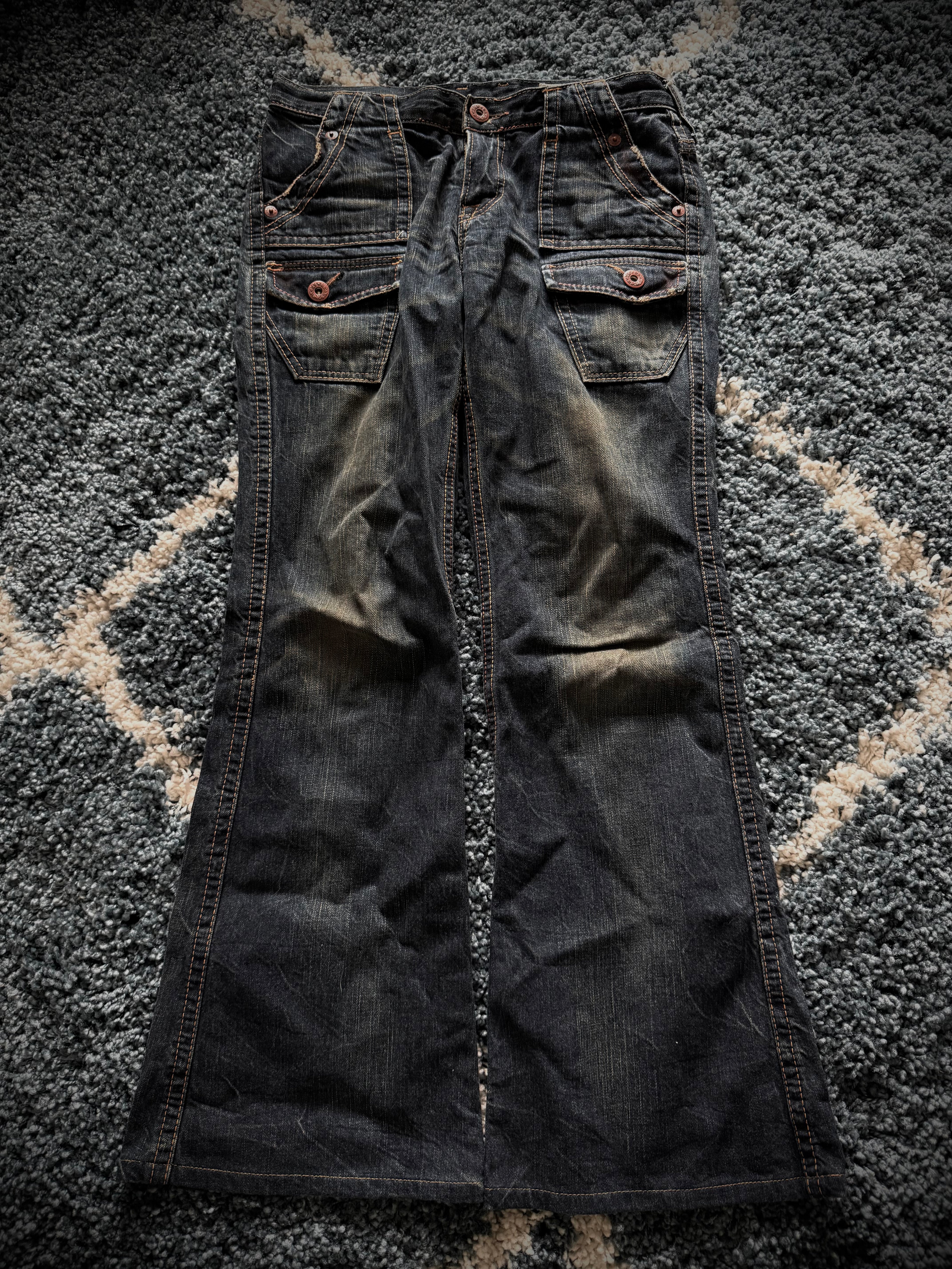 Brappers mud washed flared denim