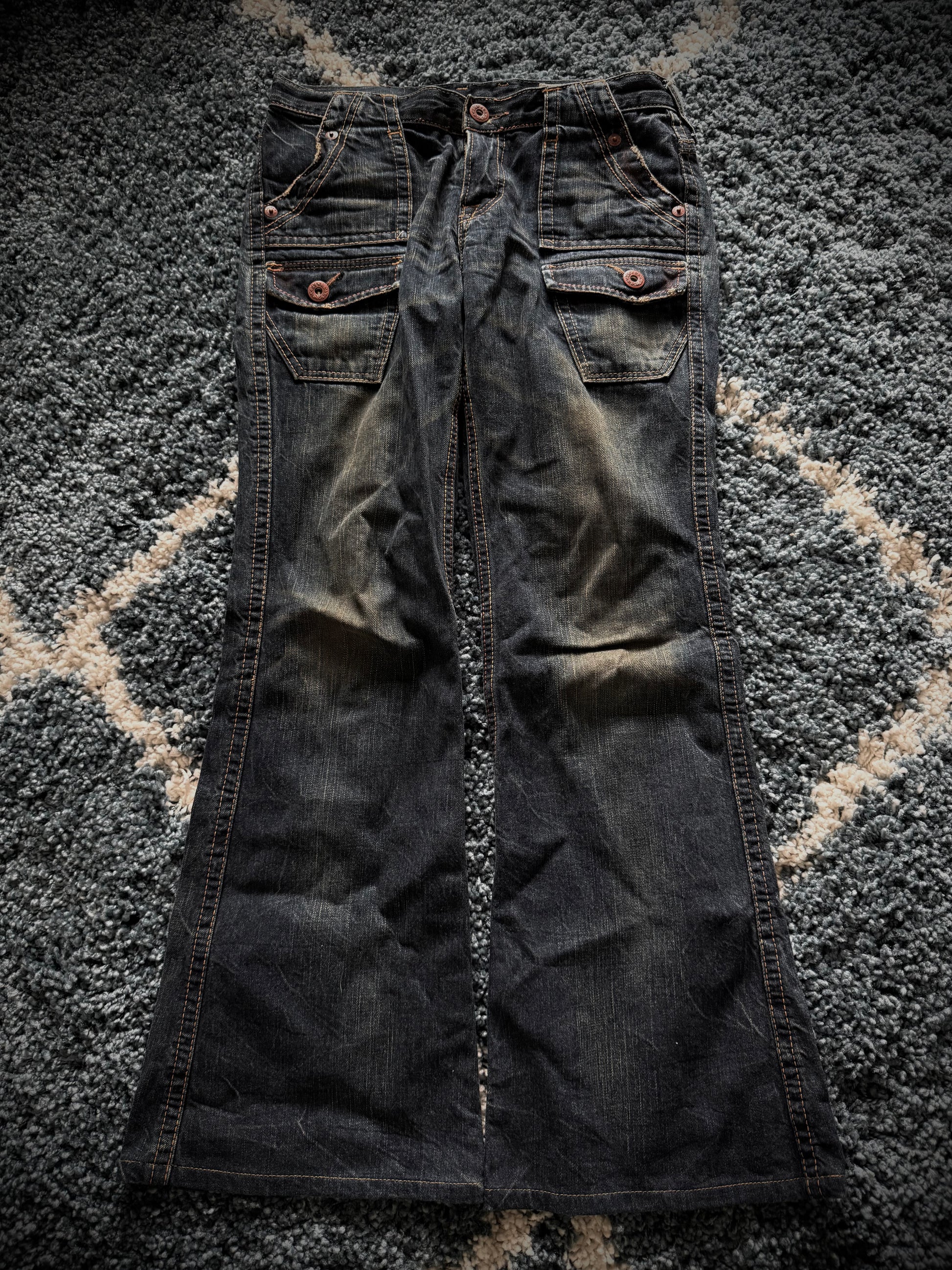Brappers mud washed flared denim
