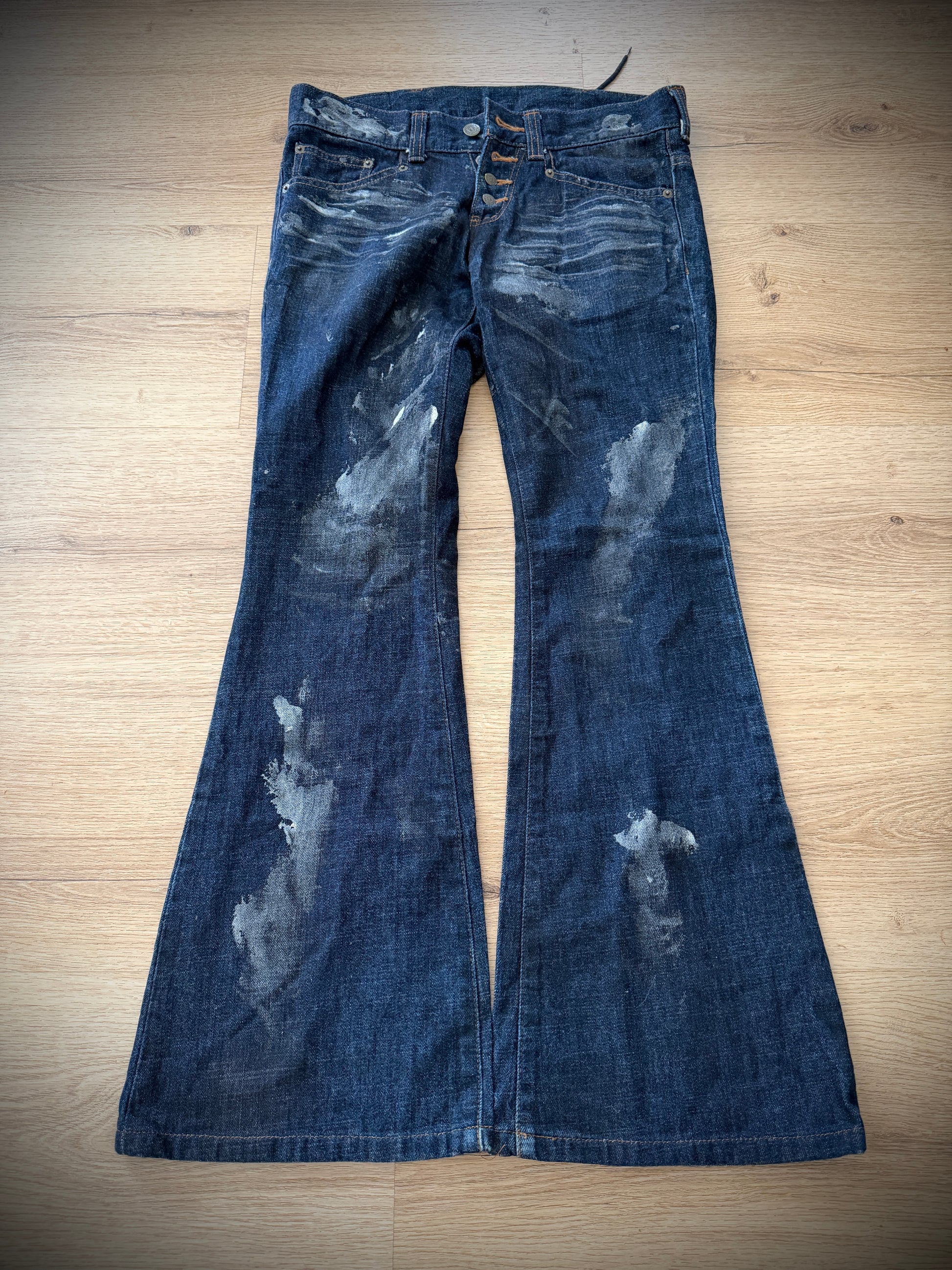 Tornado Mart Waxed Backlaced Bell Bottoms