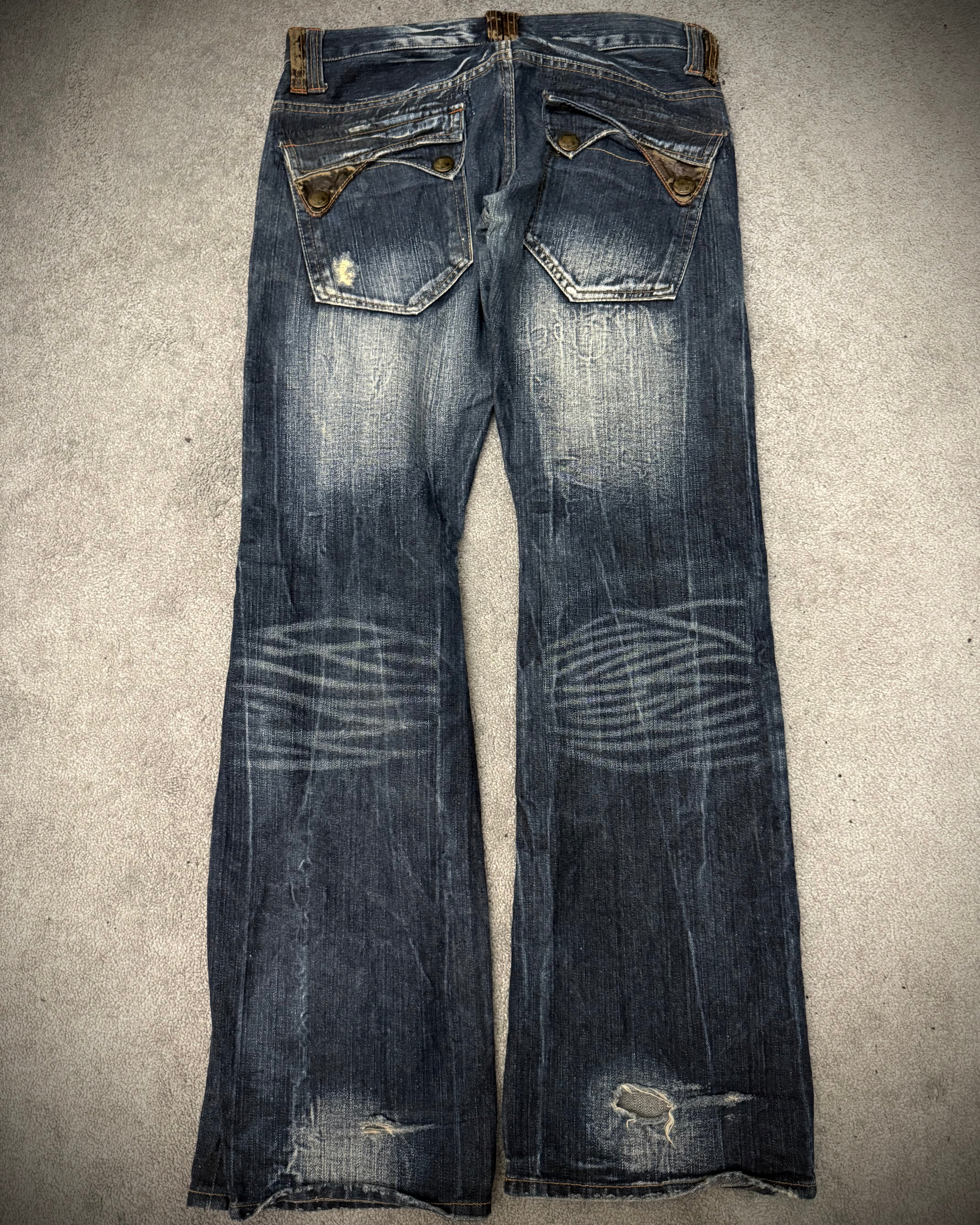 Root3 flap pockets whisker washed flared Pants