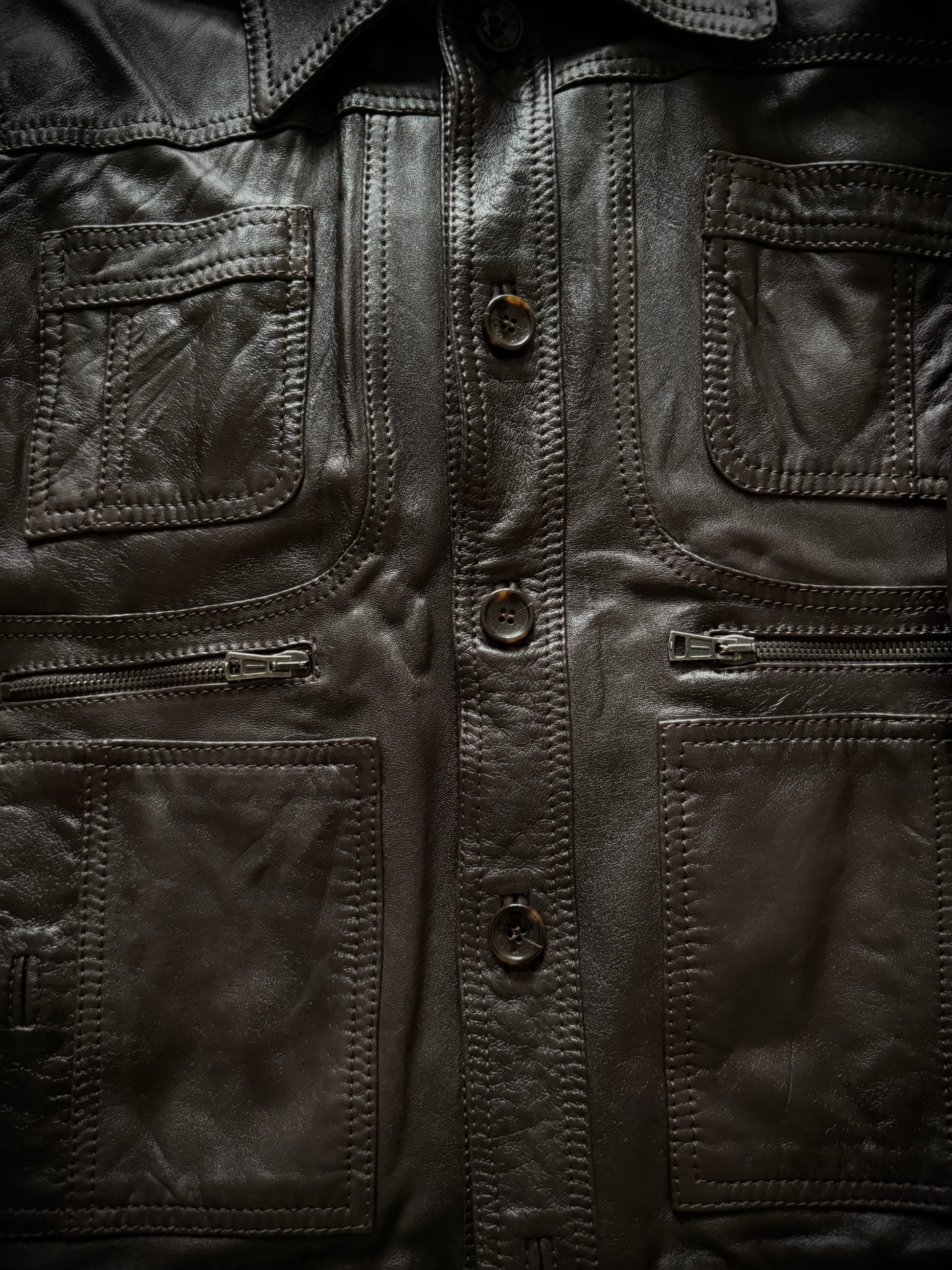 Sword Scar stitched leather jacket