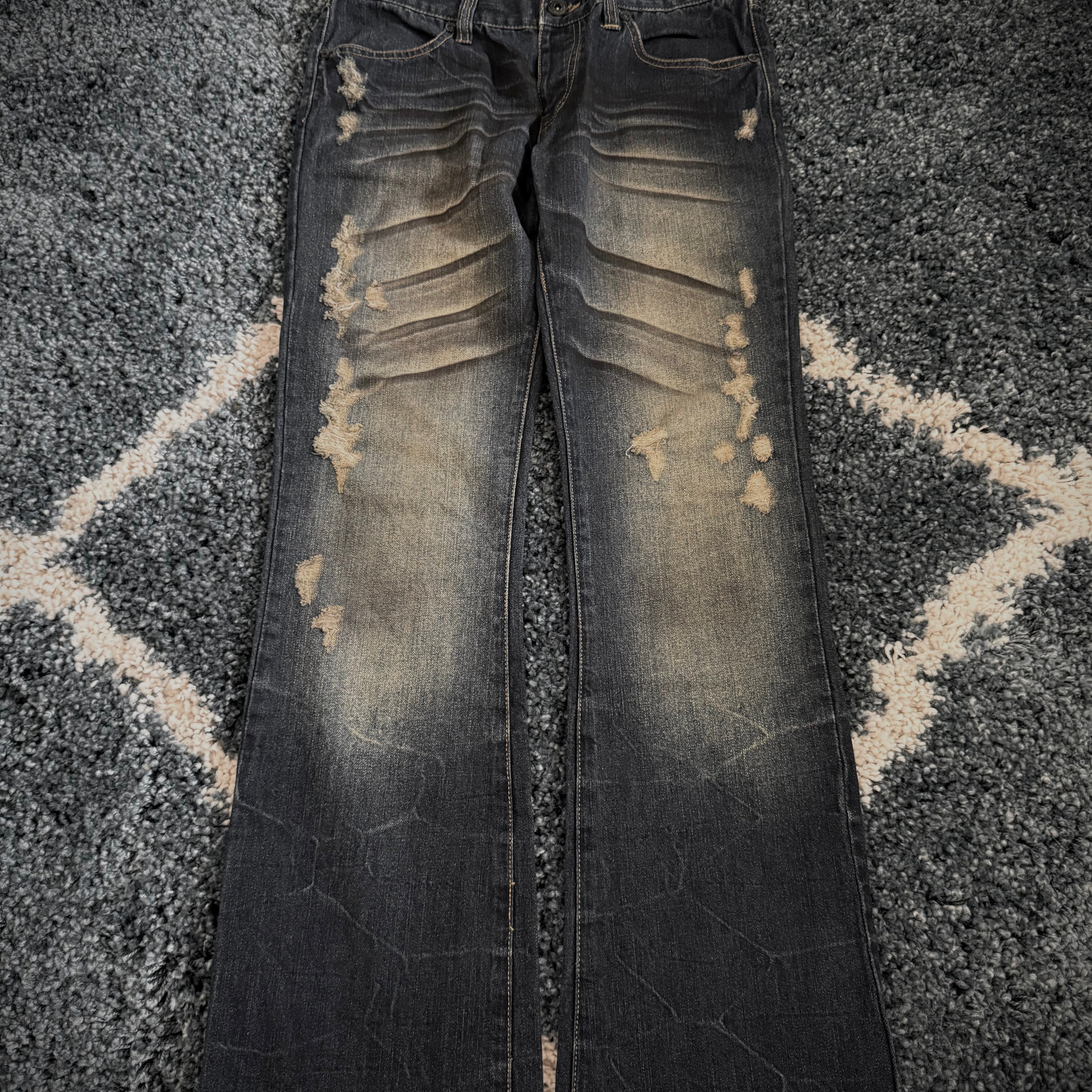 FUGA crashed honeycomb flared denim
