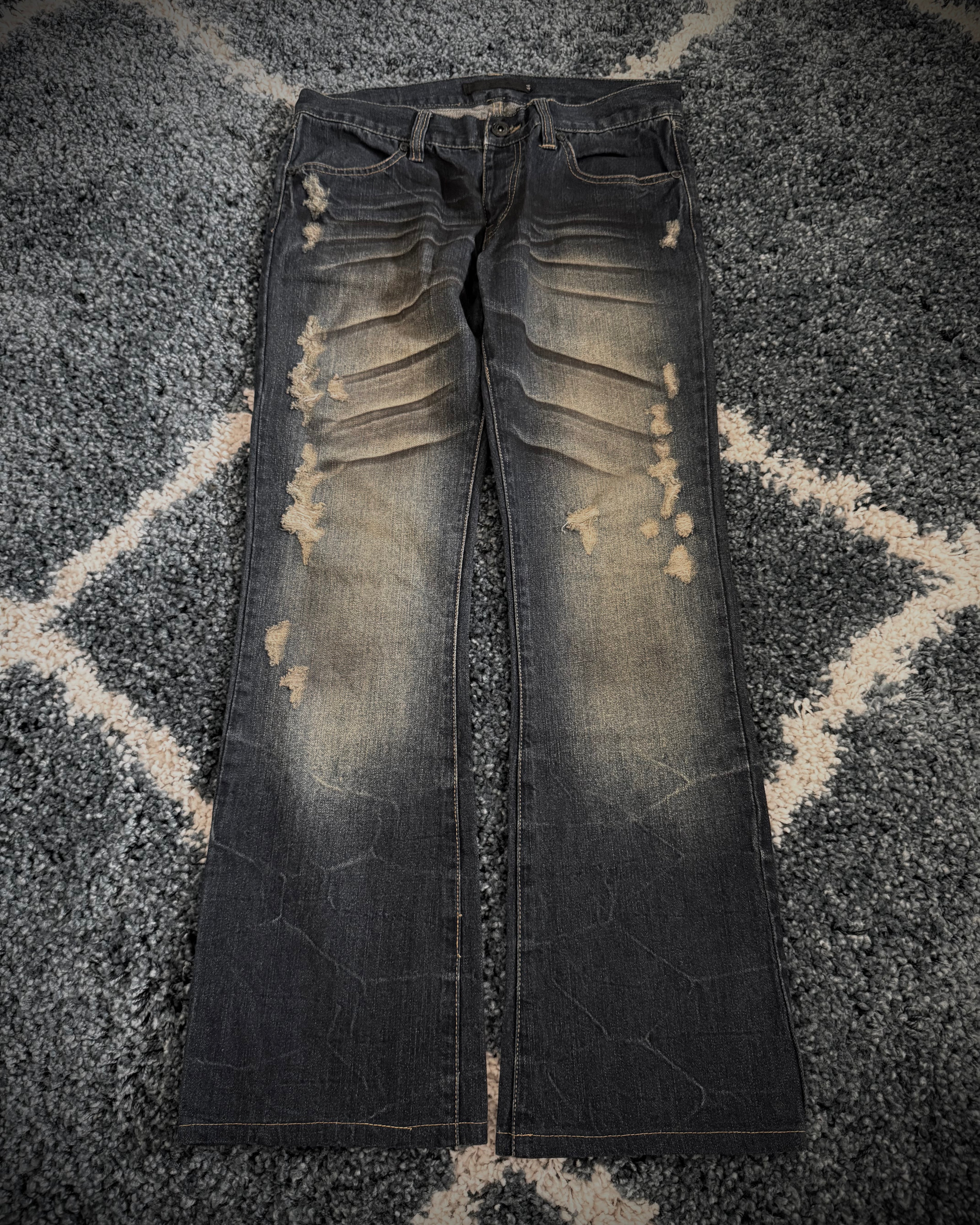 FUGA crashed honeycomb flared denim
