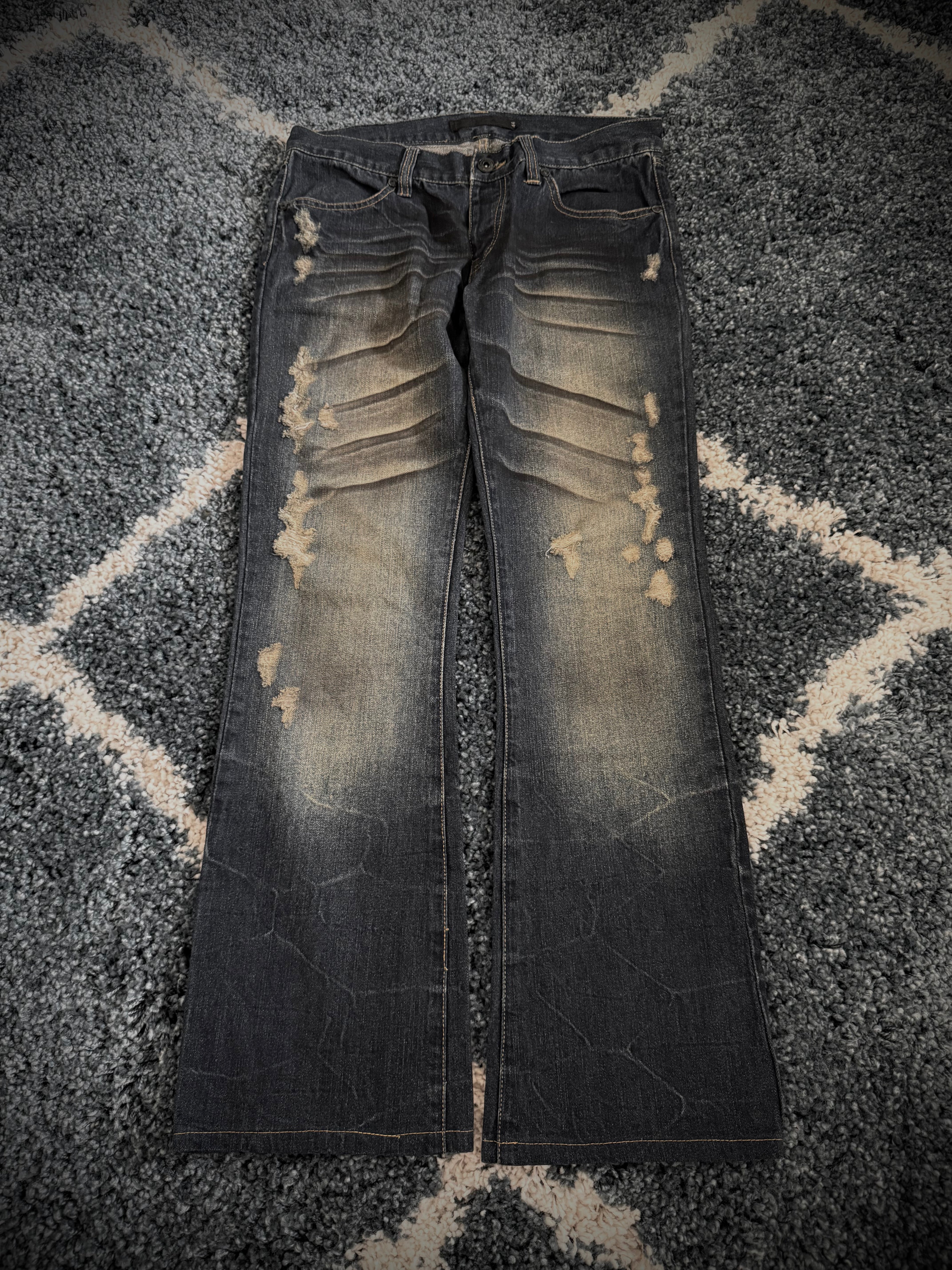 FUGA crashed honeycomb flared denim