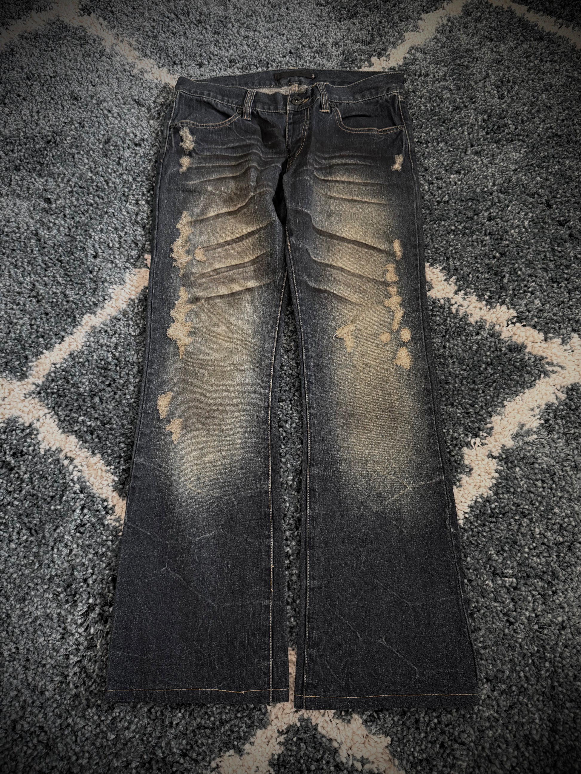FUGA crashed honeycomb flared denim