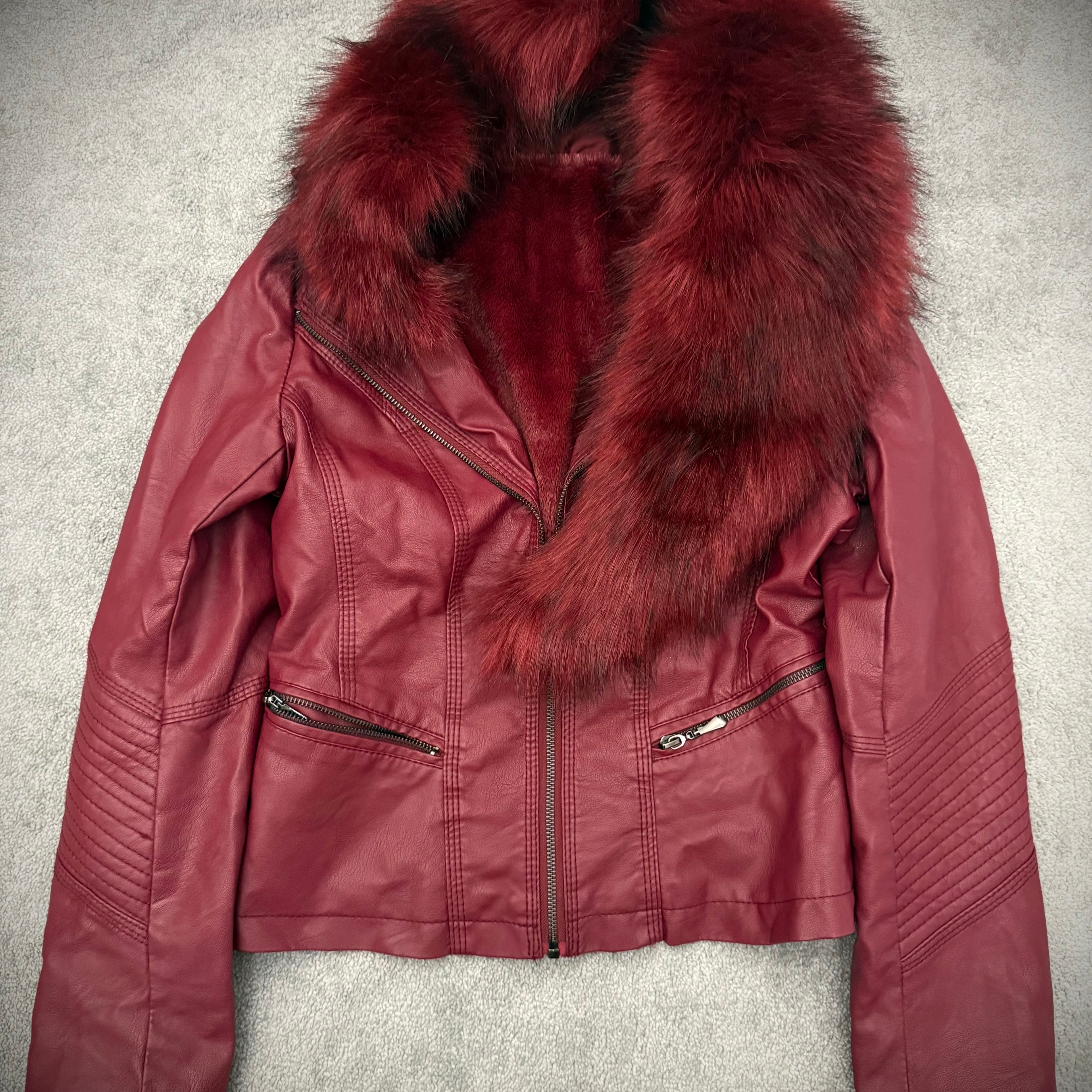 Mutant padded full fur interior leather jacket