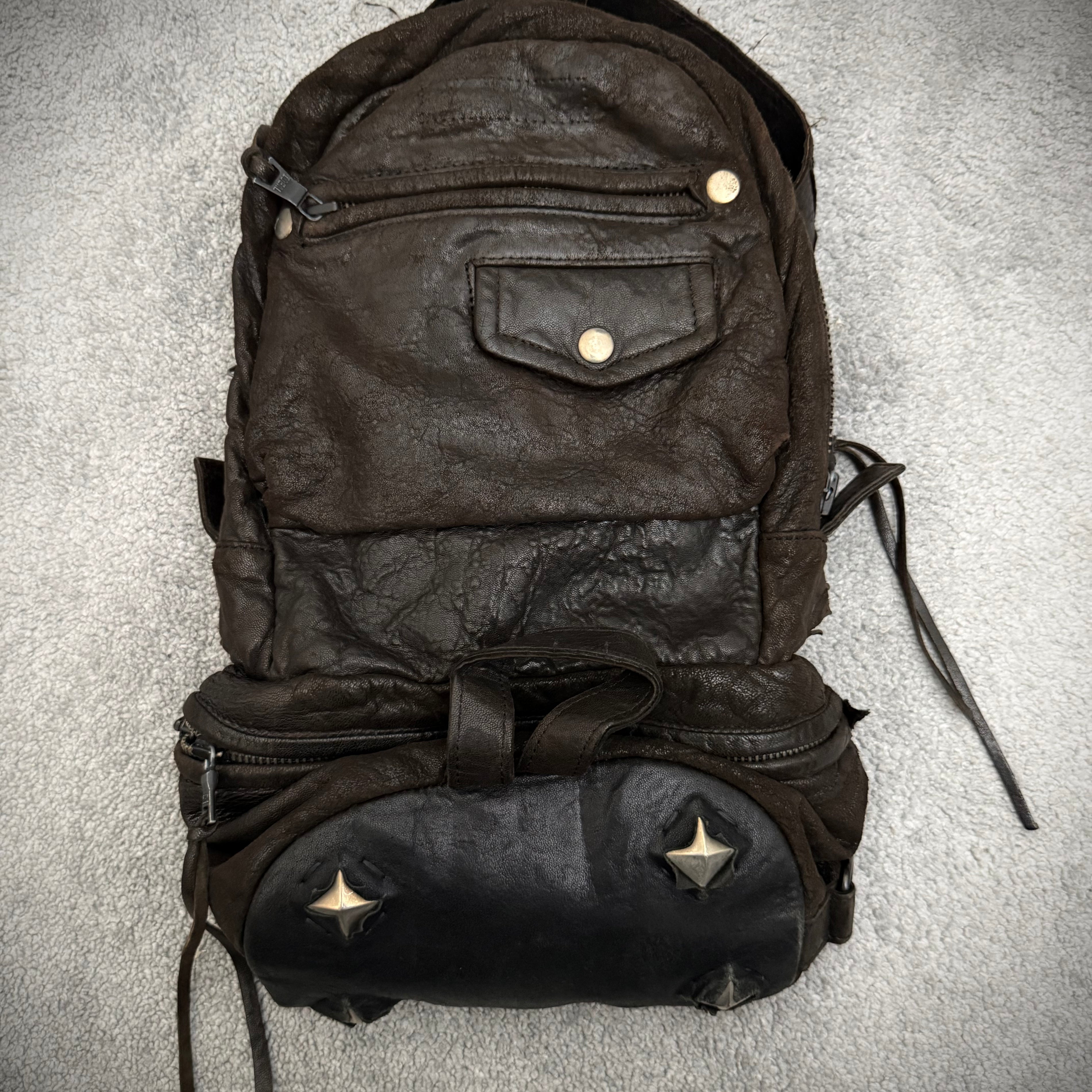 Jhonny Wolf Waxed Studded Leather Slingbag