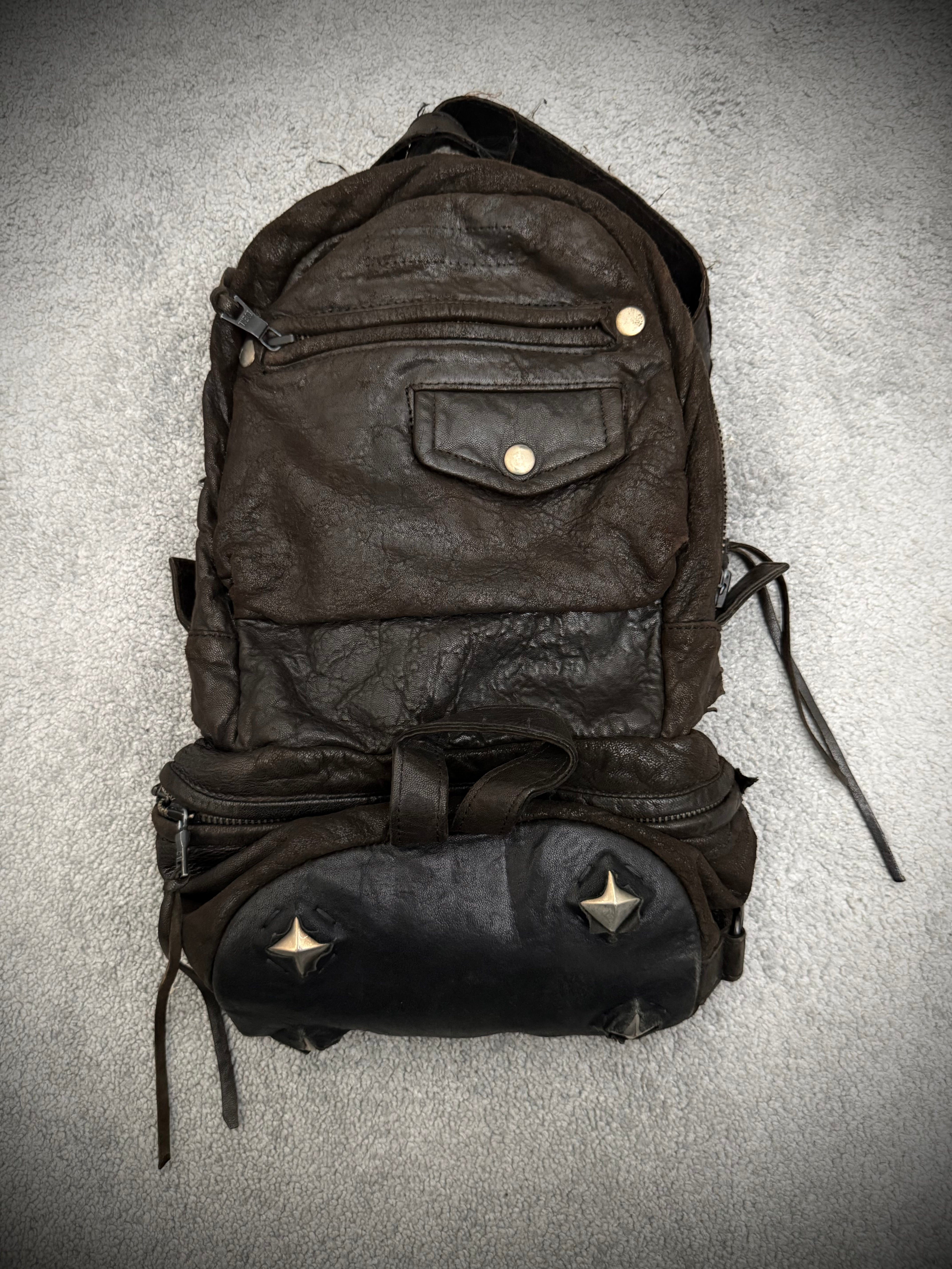 Jhonny Wolf Waxed Studded Leather Slingbag