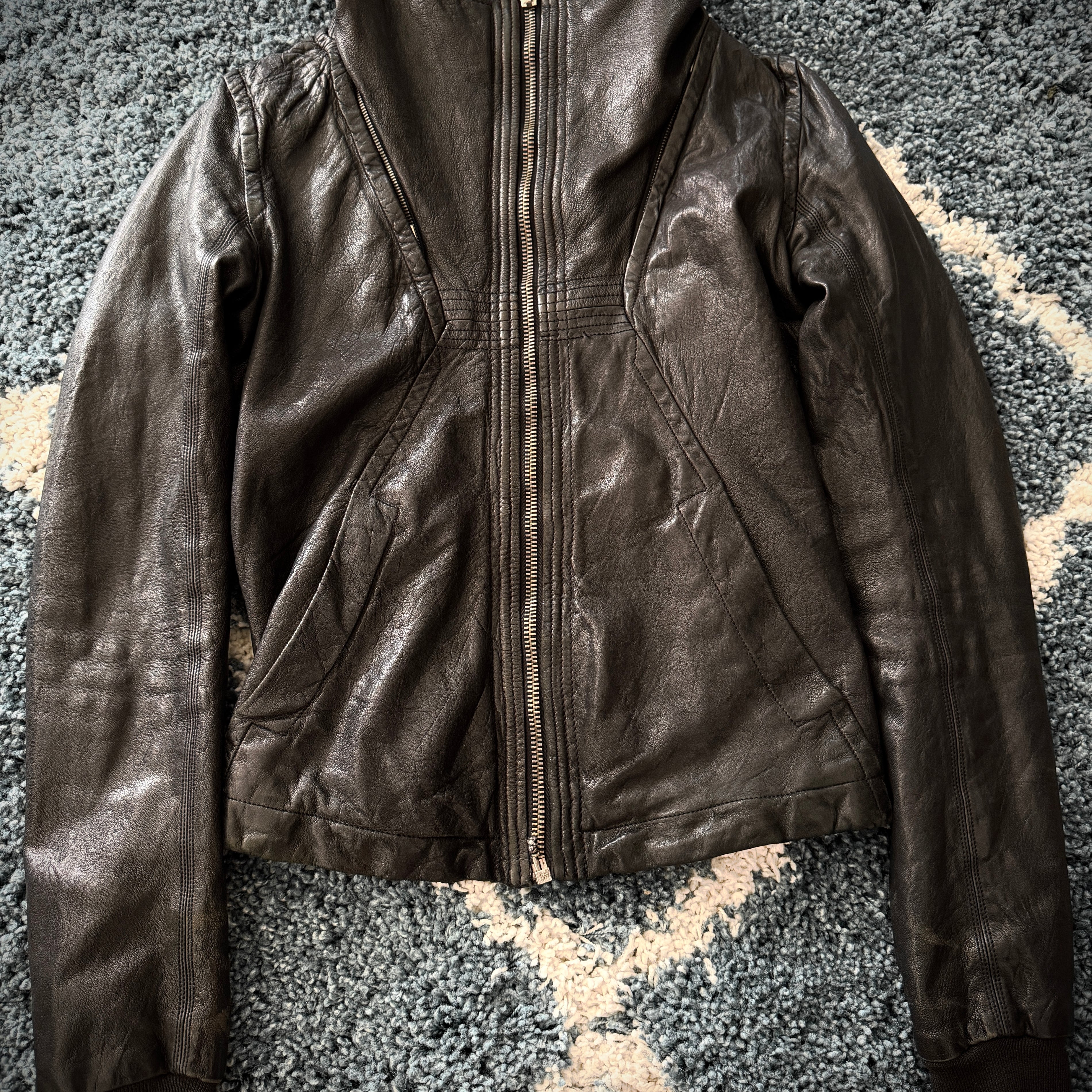 AW/08 Rick Owens Maga High-Neck Leather Jacket (46)