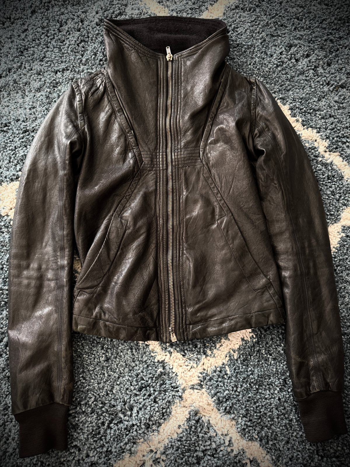 AW/08 Rick Owens Maga High-Neck Leather Jacket (46)