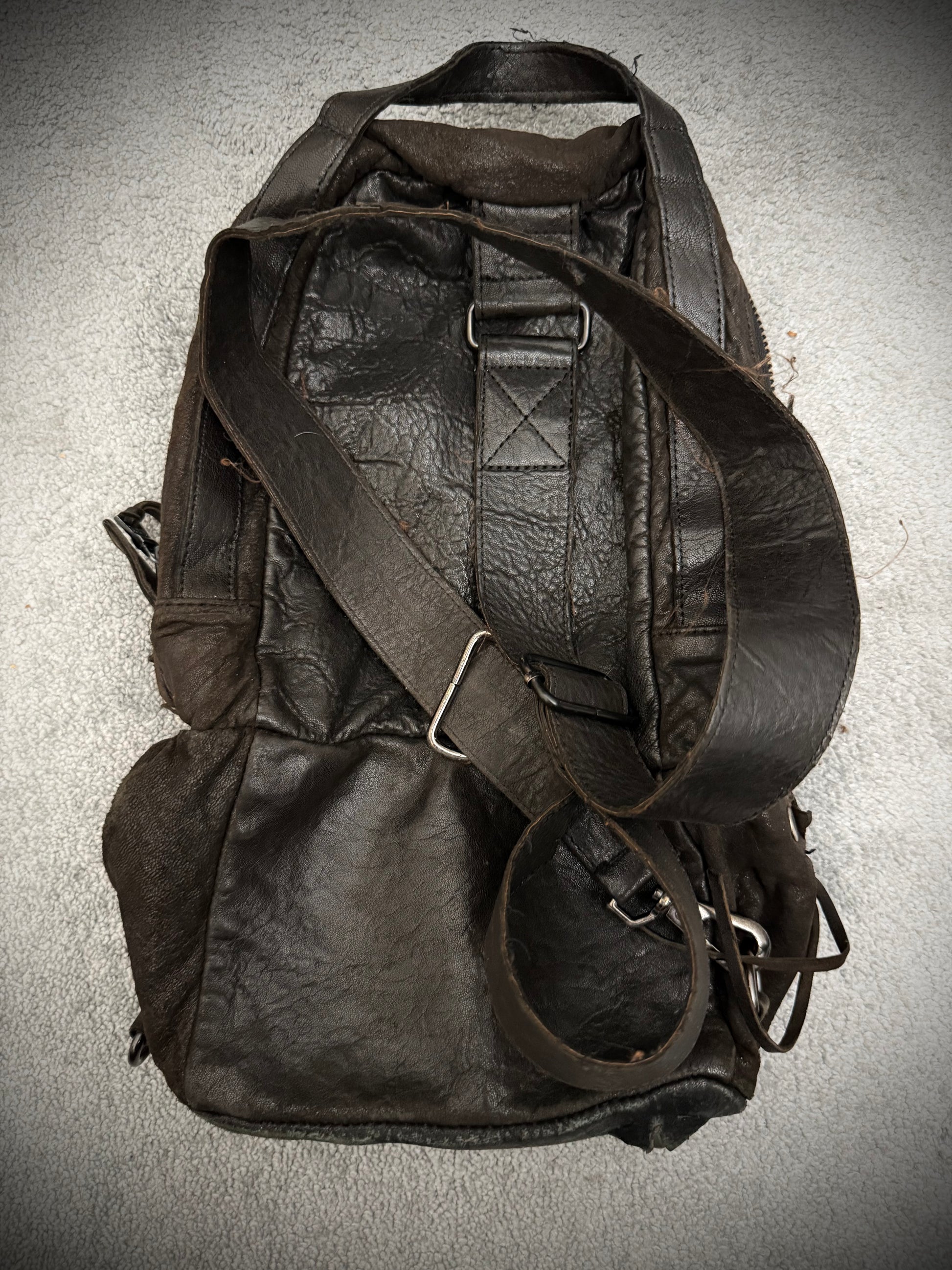 Jhonny Wolf Waxed Studded Leather Slingbag