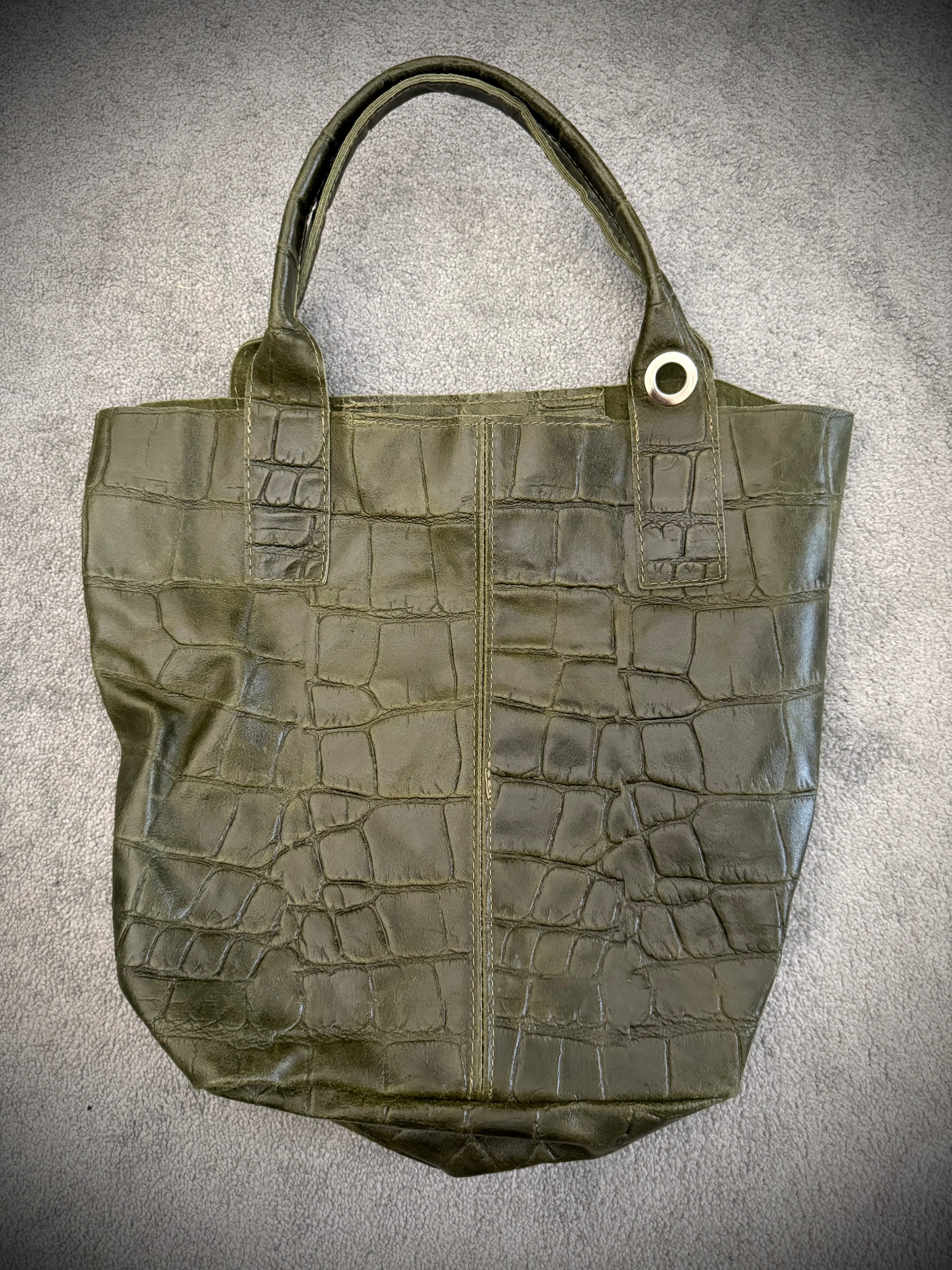 Crocodile leather tote bag
