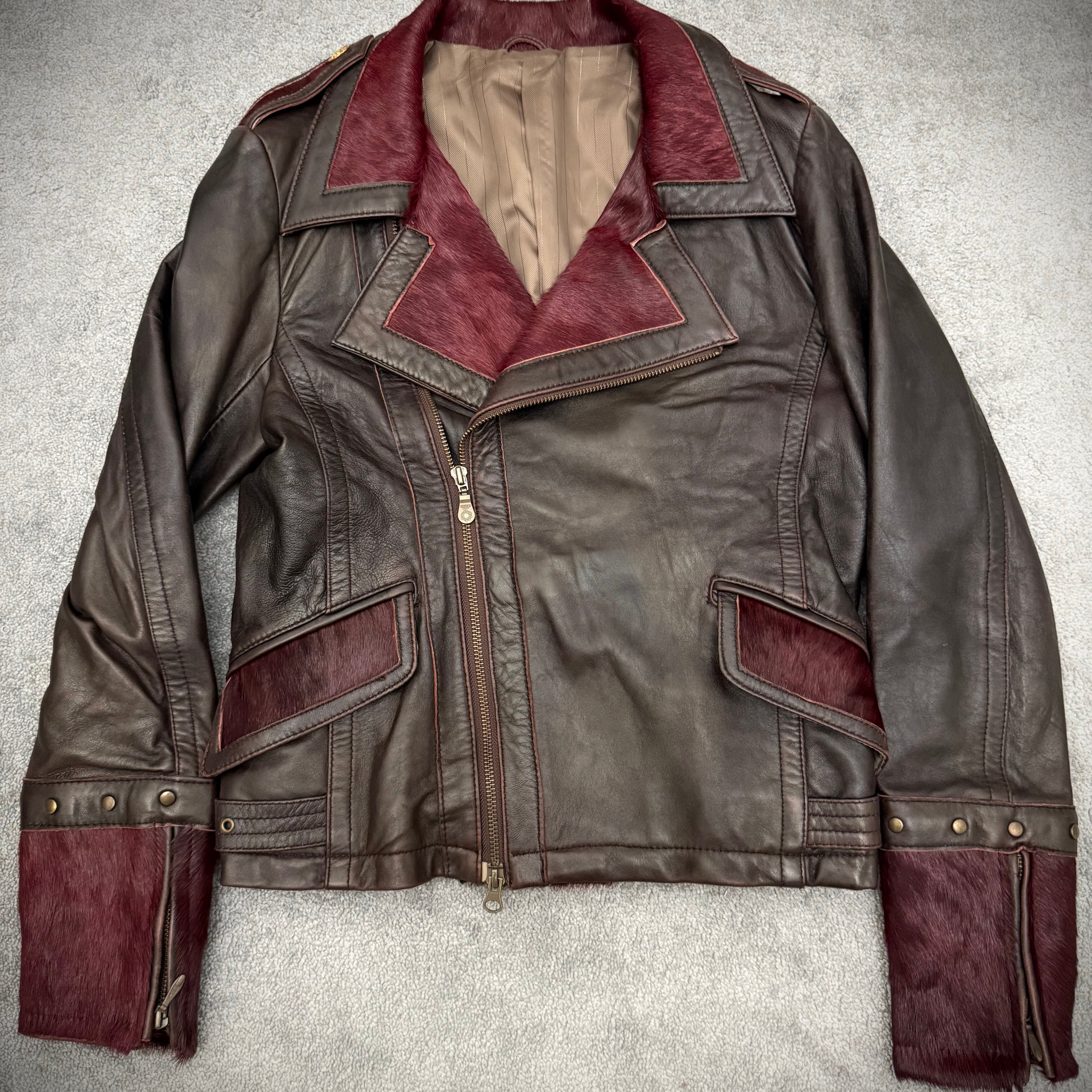 Tornado Mart Pony hair Asymetrical double rider leather jacket