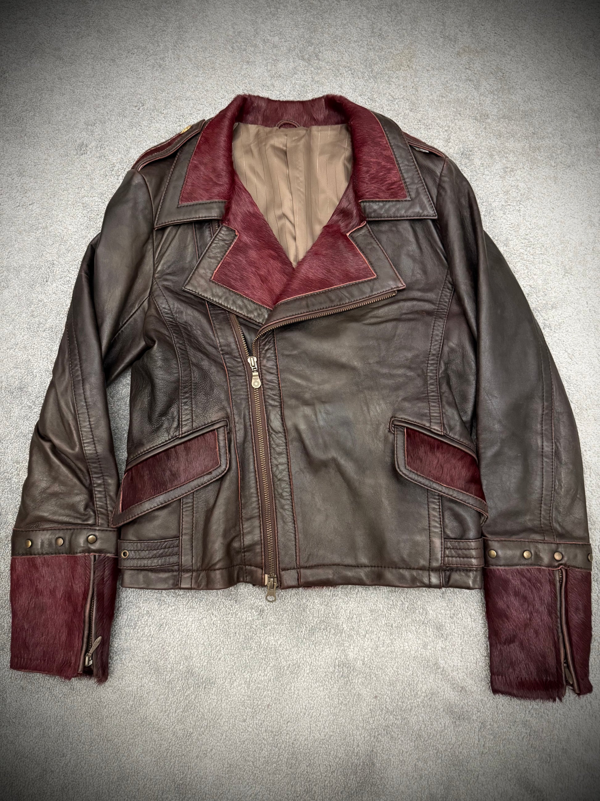 Tornado Mart Pony hair Asymetrical double rider leather jacket