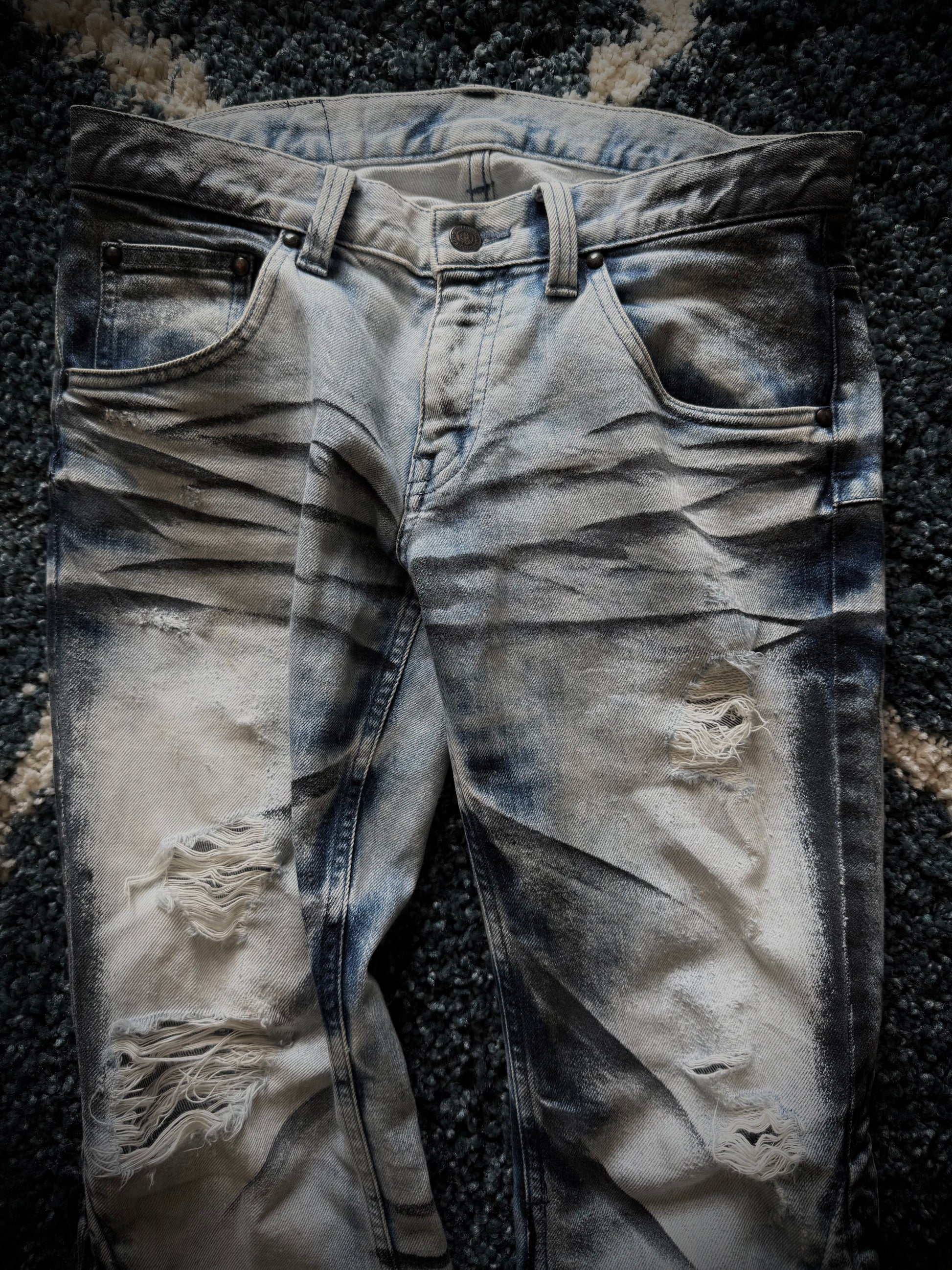Tornado Mart Zebra laced up spiral flared jeans