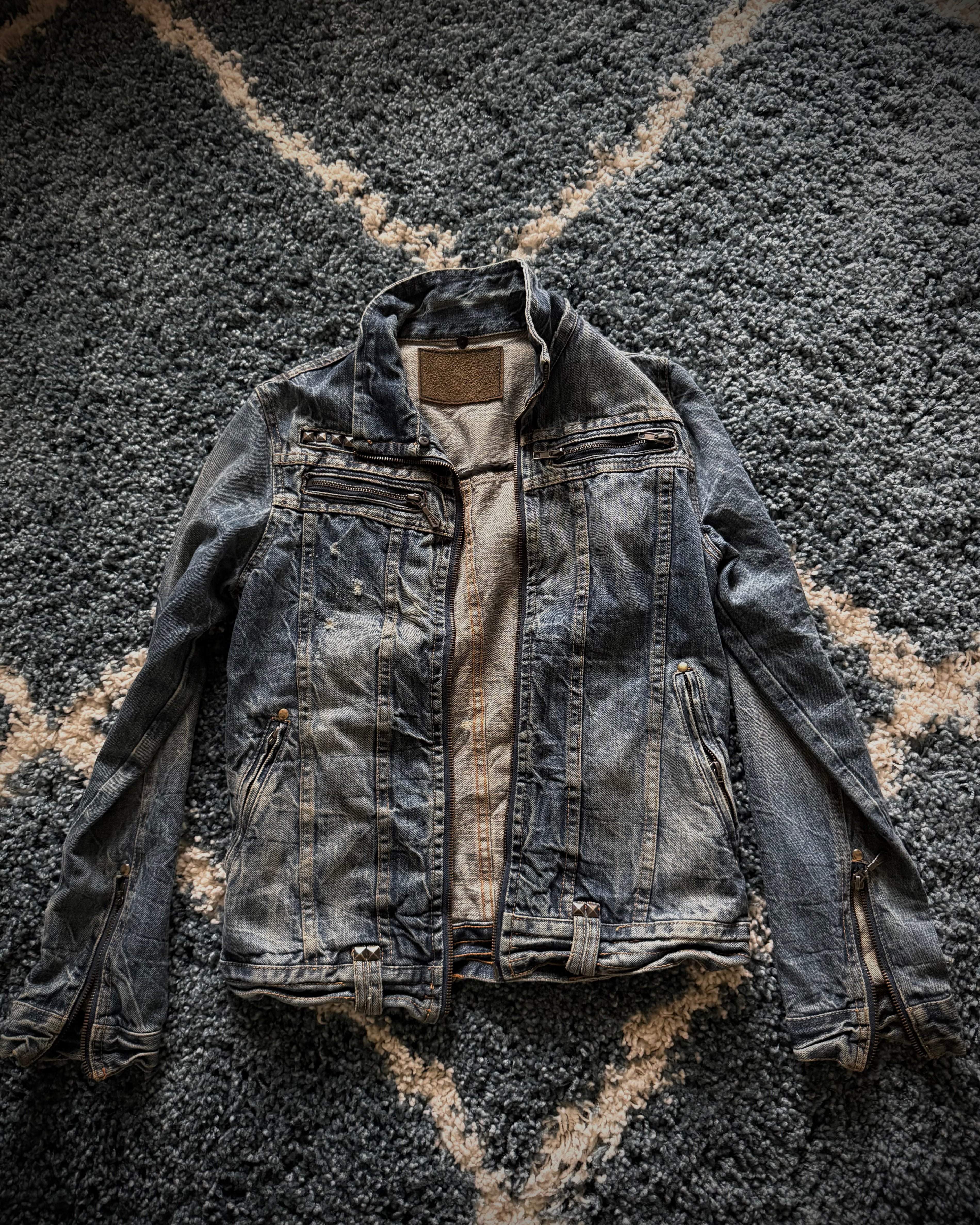 Midas studded distressed denim jacket