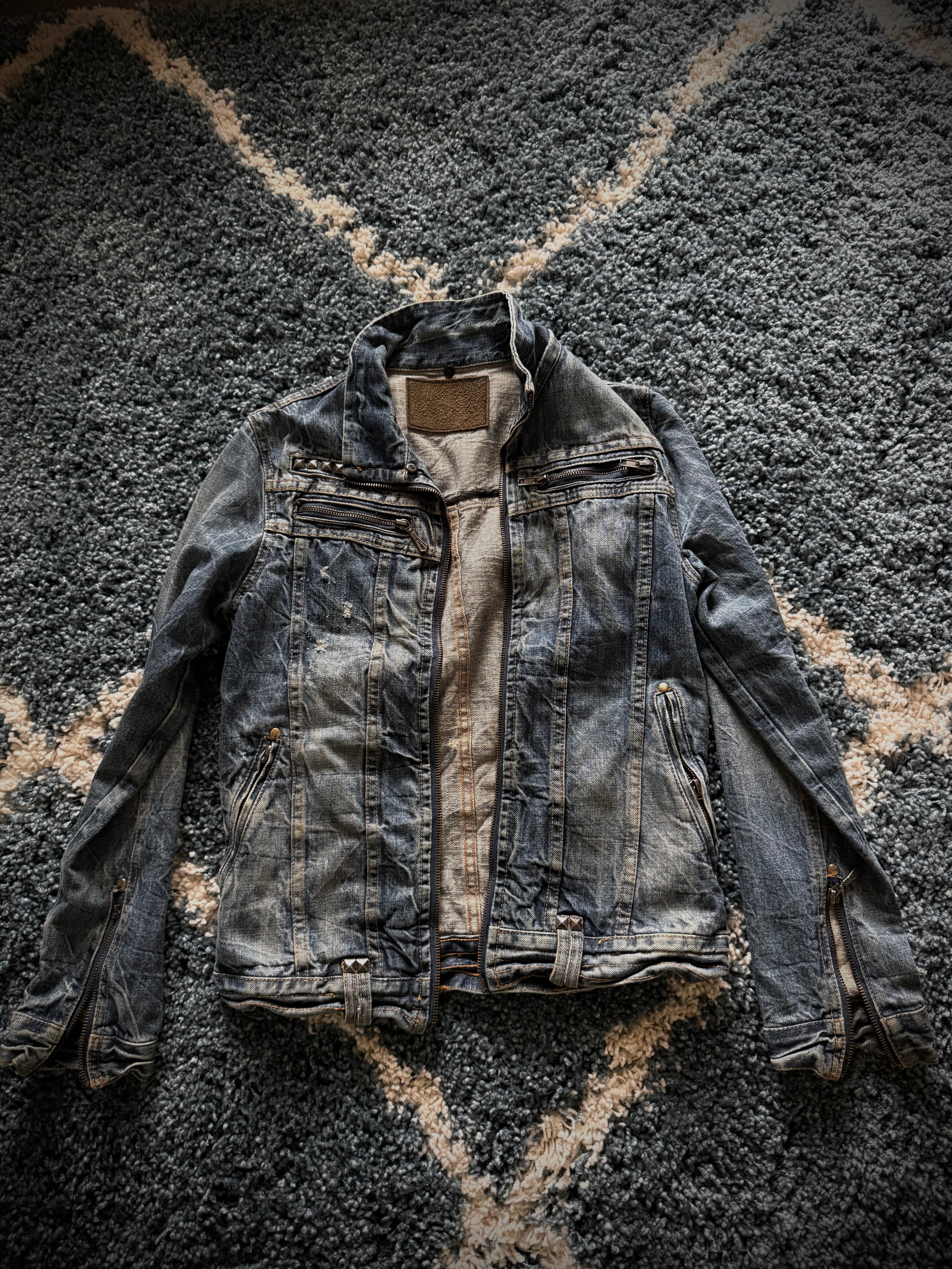 Midas studded distressed denim jacket