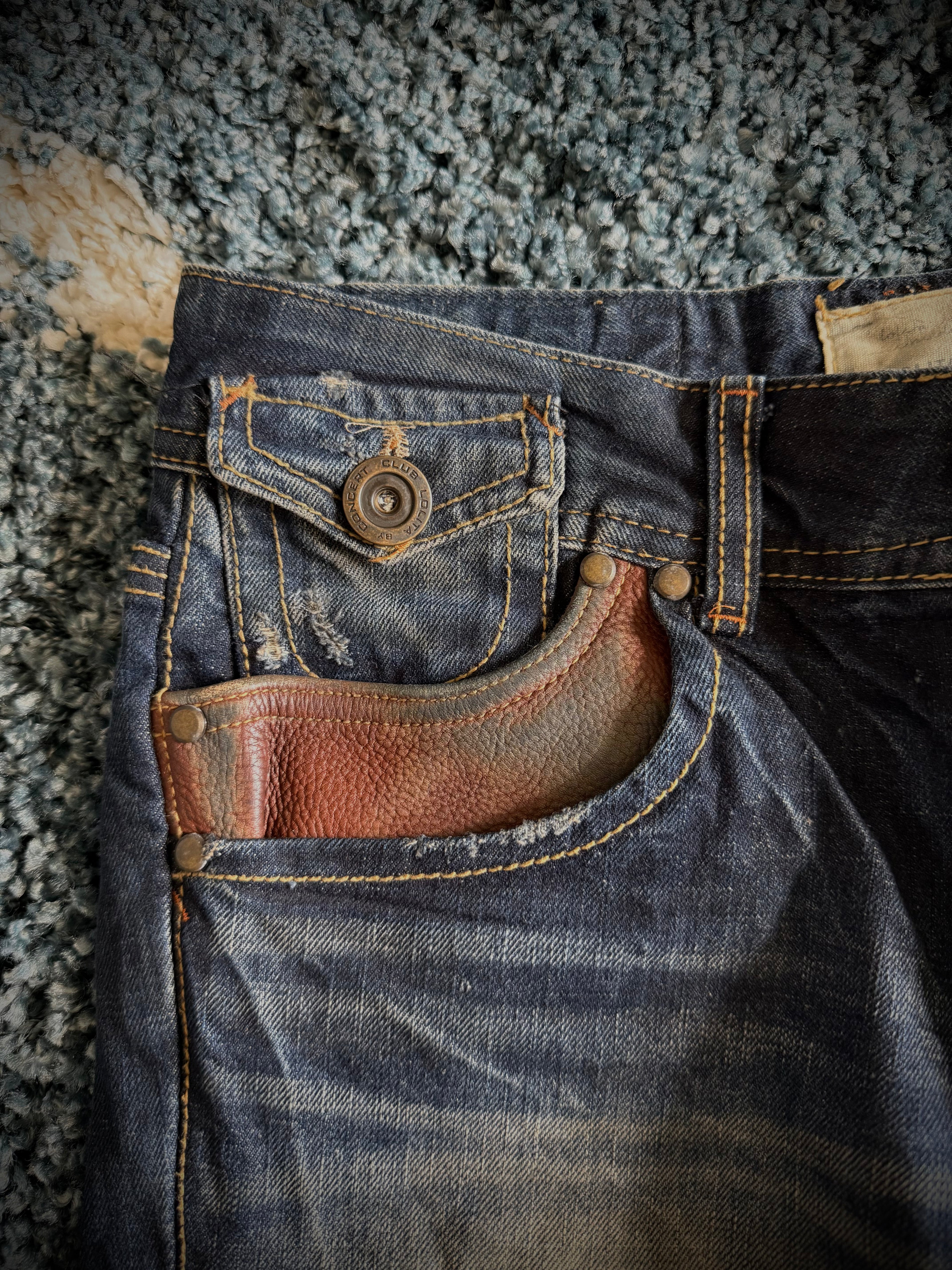 Lolita Leather details flared denim