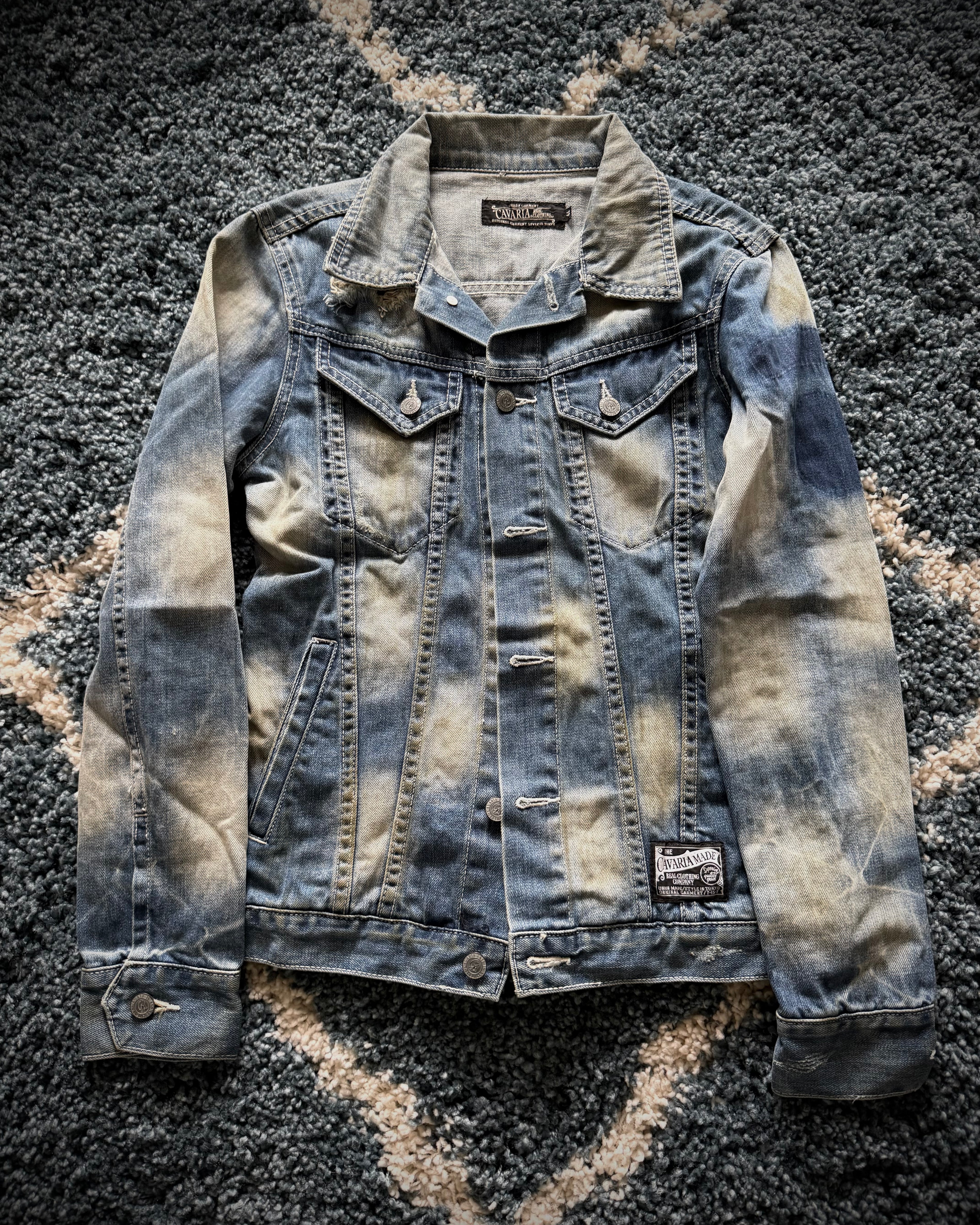 Cavaria Leopard distressed denim jacket