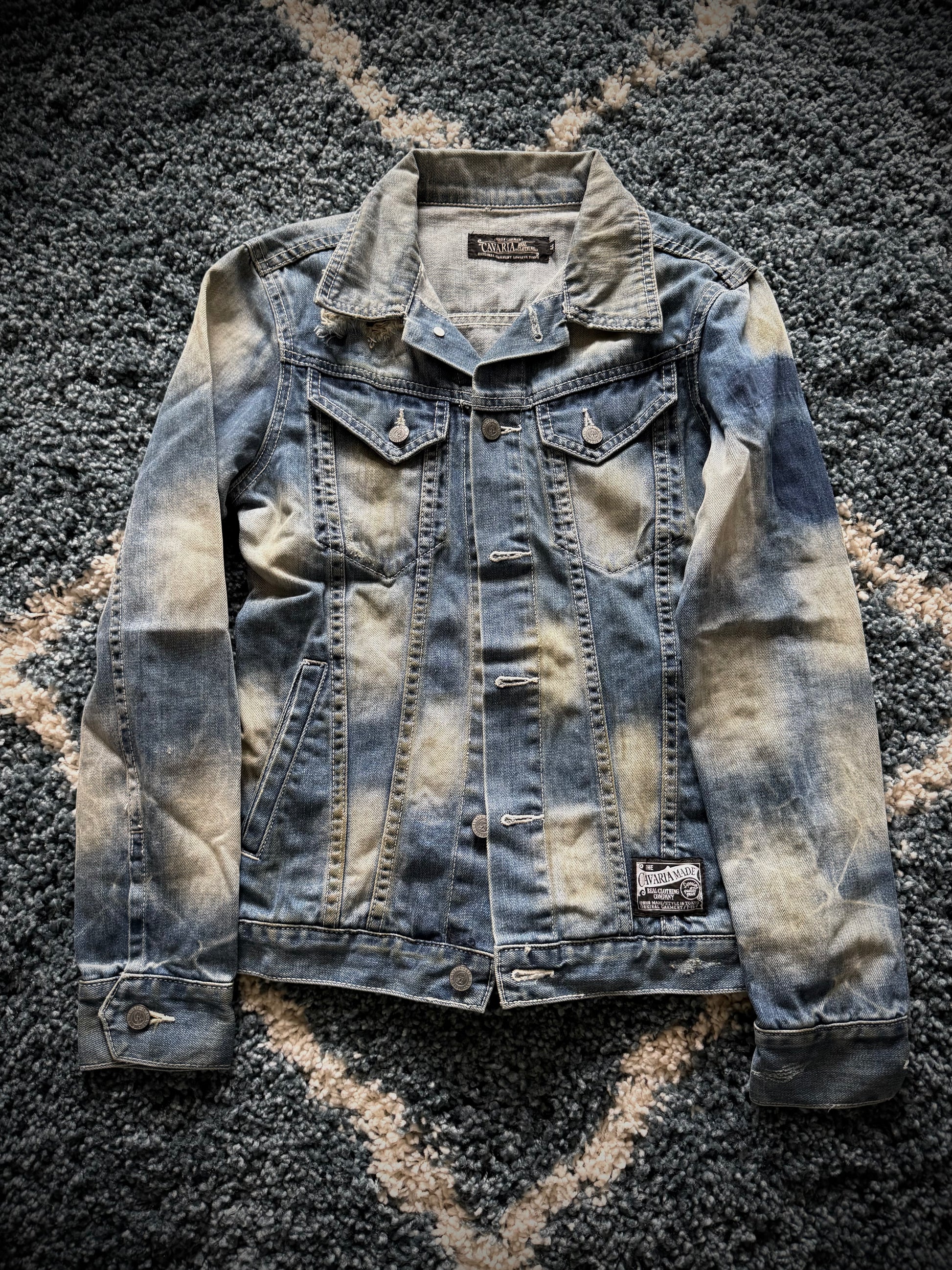 Cavaria Leopard distressed denim jacket
