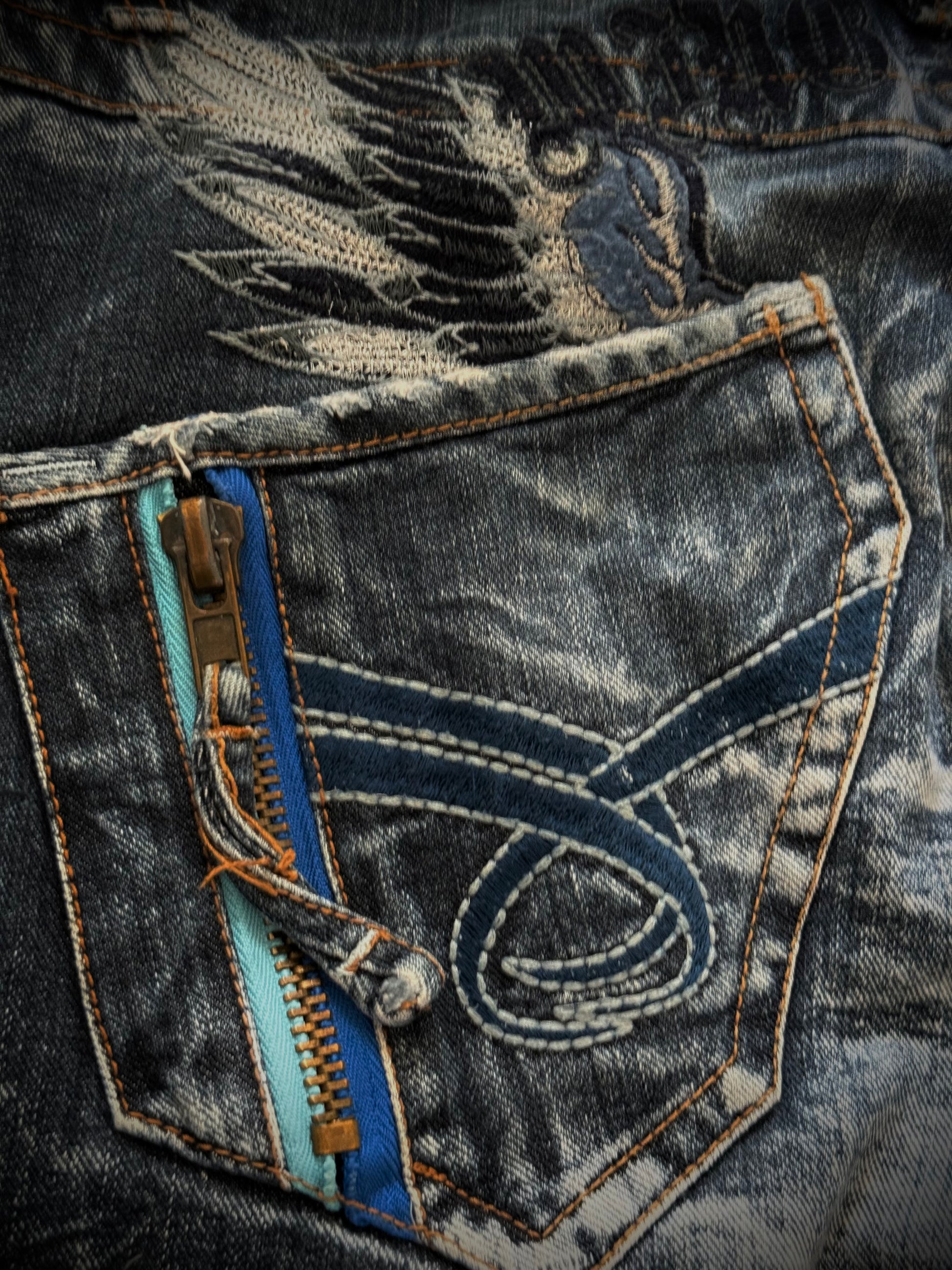 Sky Bomber honeycomb flared denim