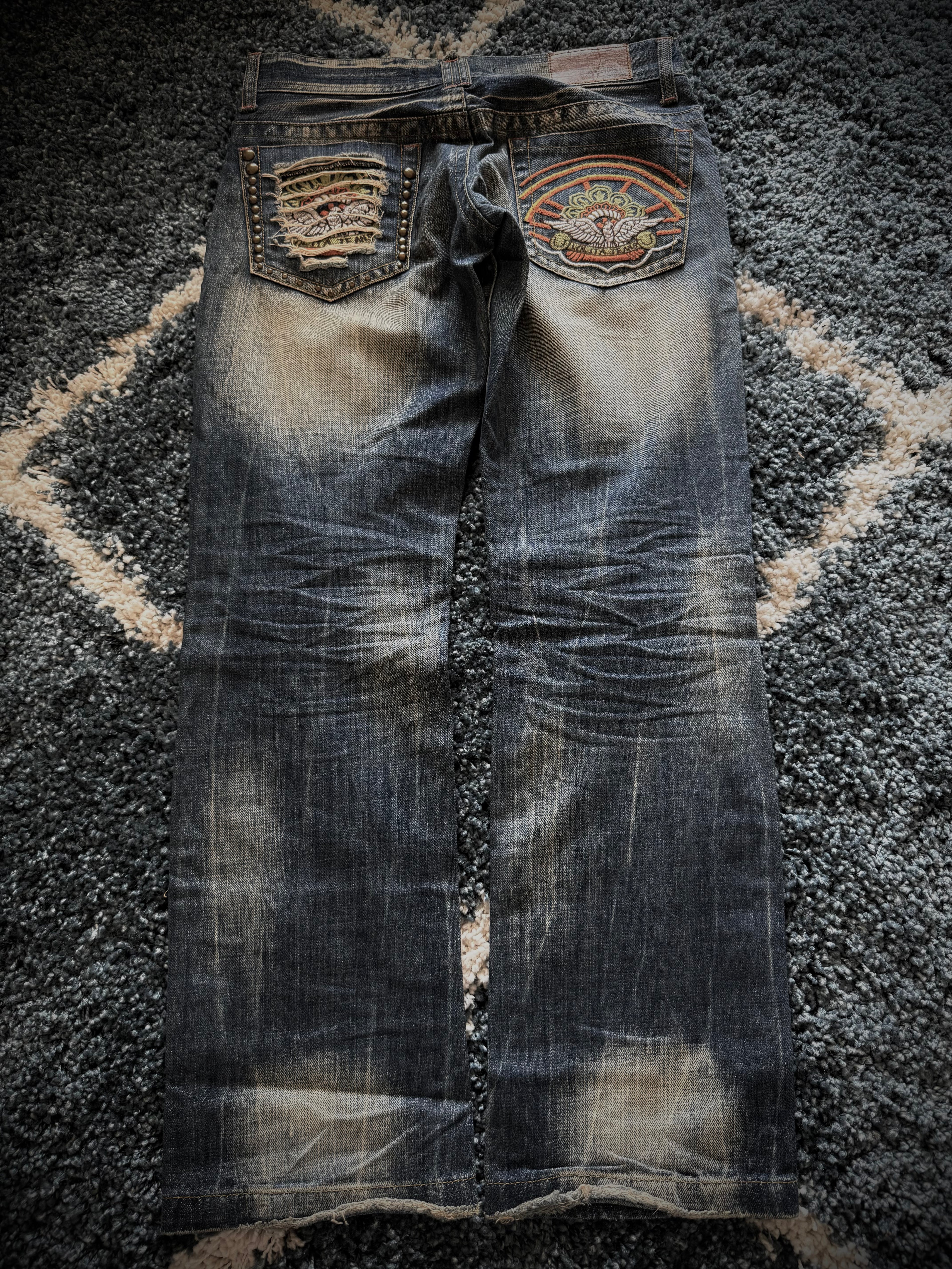 Lolita detailed studded flared denim