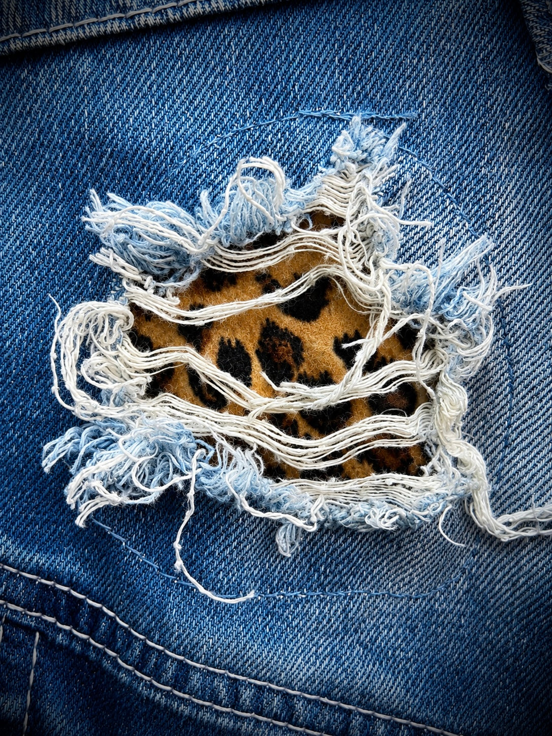 Cavaria Denim Leopard Jacket
