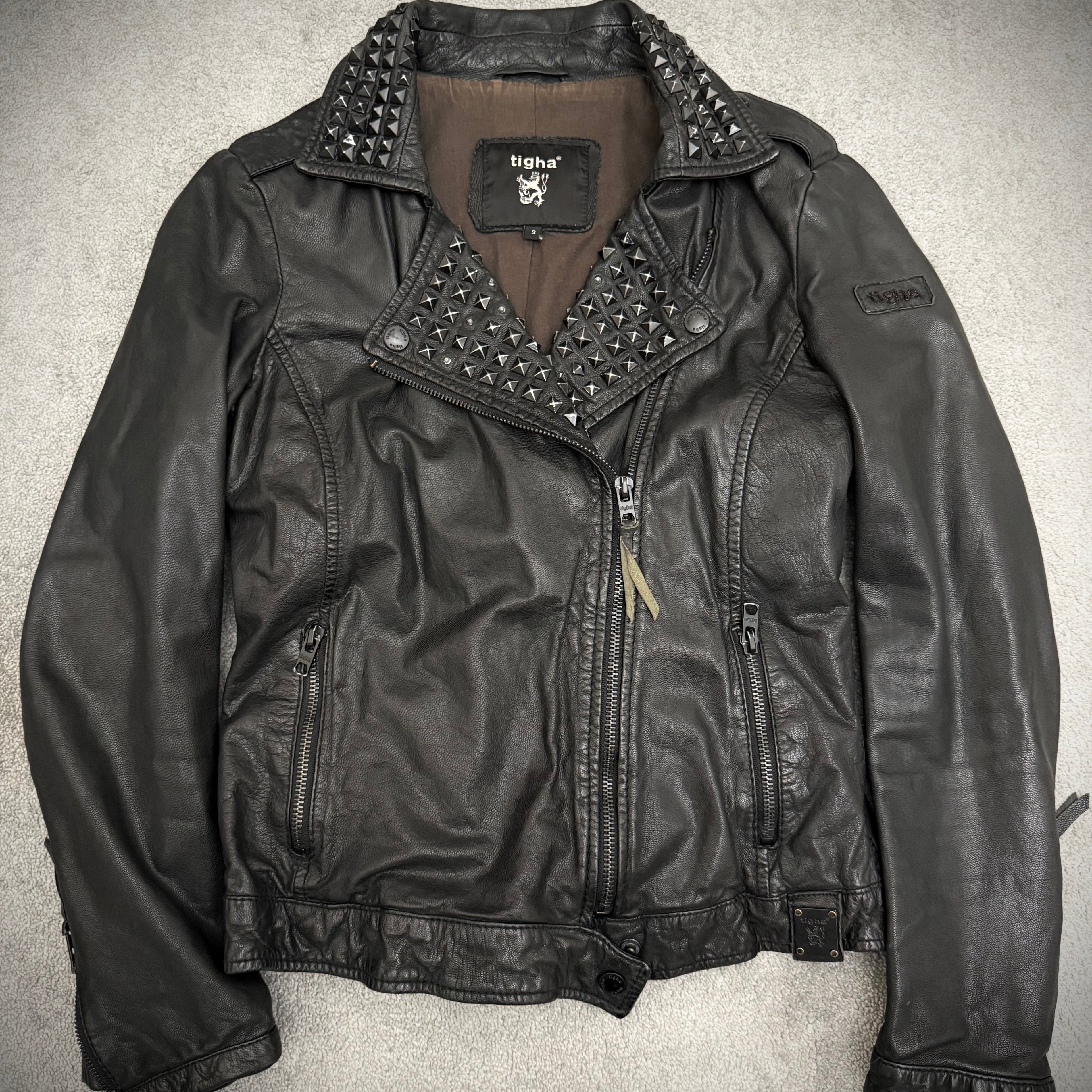 Tigha studded double rider leather jacket