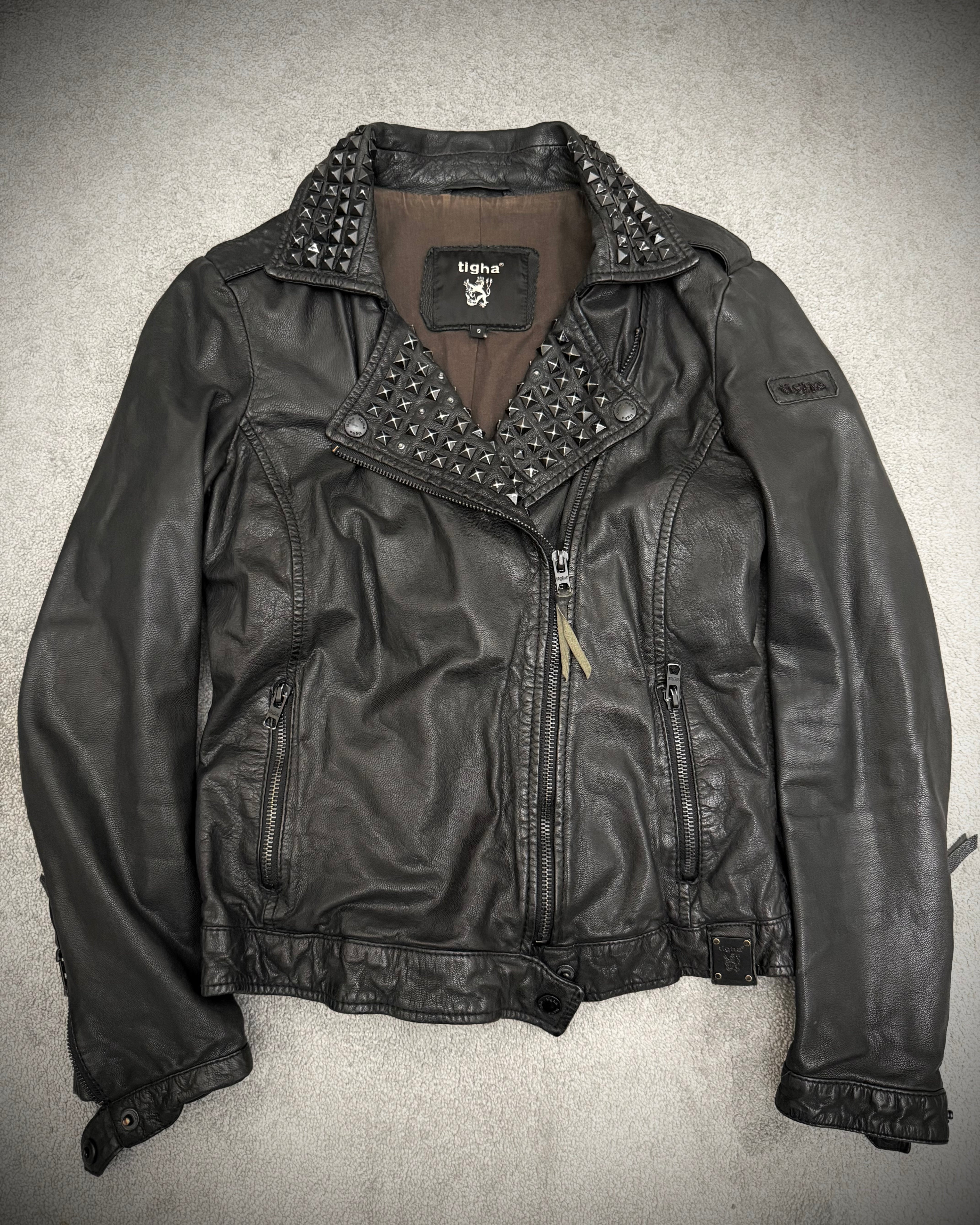 Tigha studded double rider leather jacket