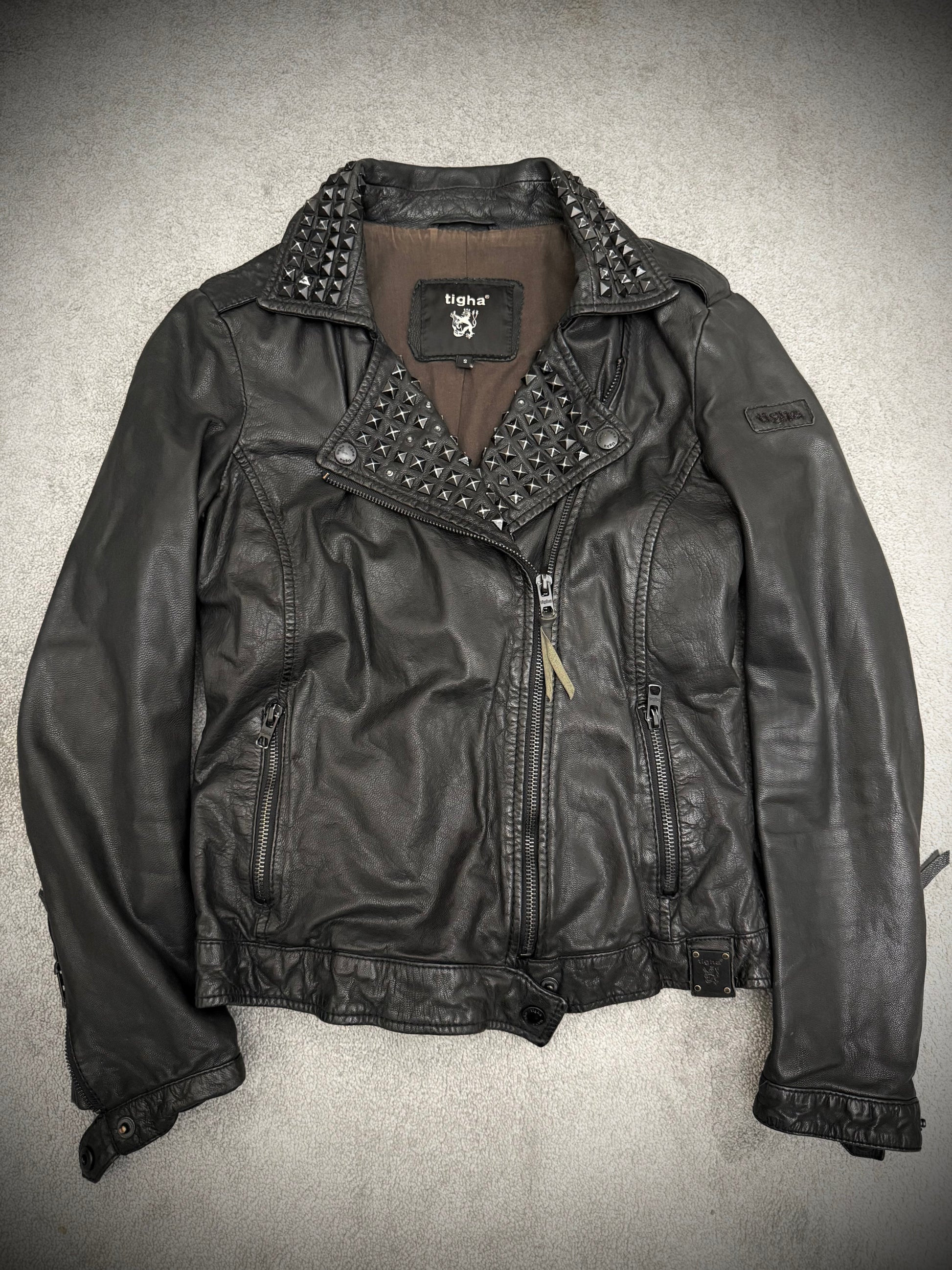 Tigha studded double rider leather jacket