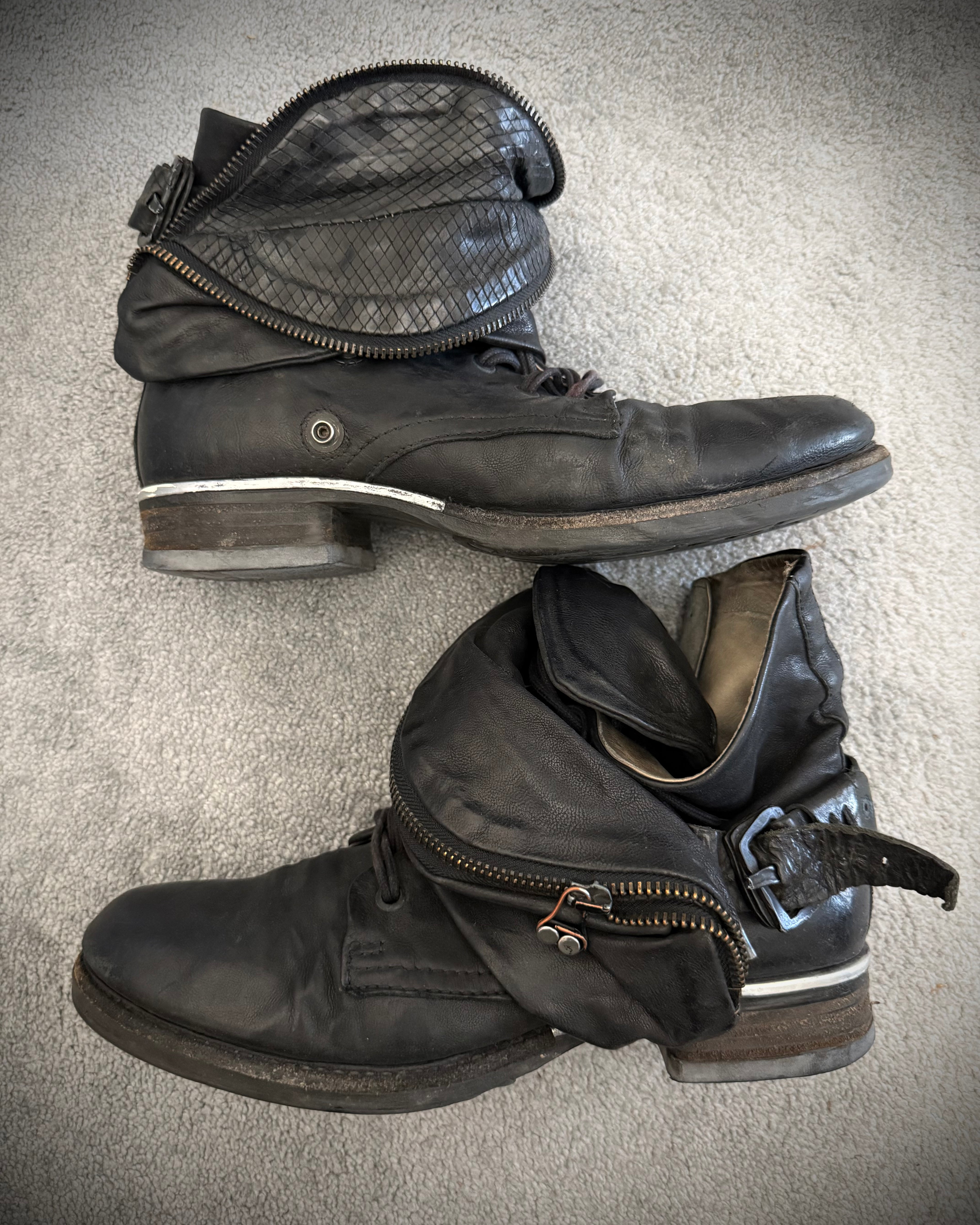 A.S 98 foldable snakeskin detachable buckled boots