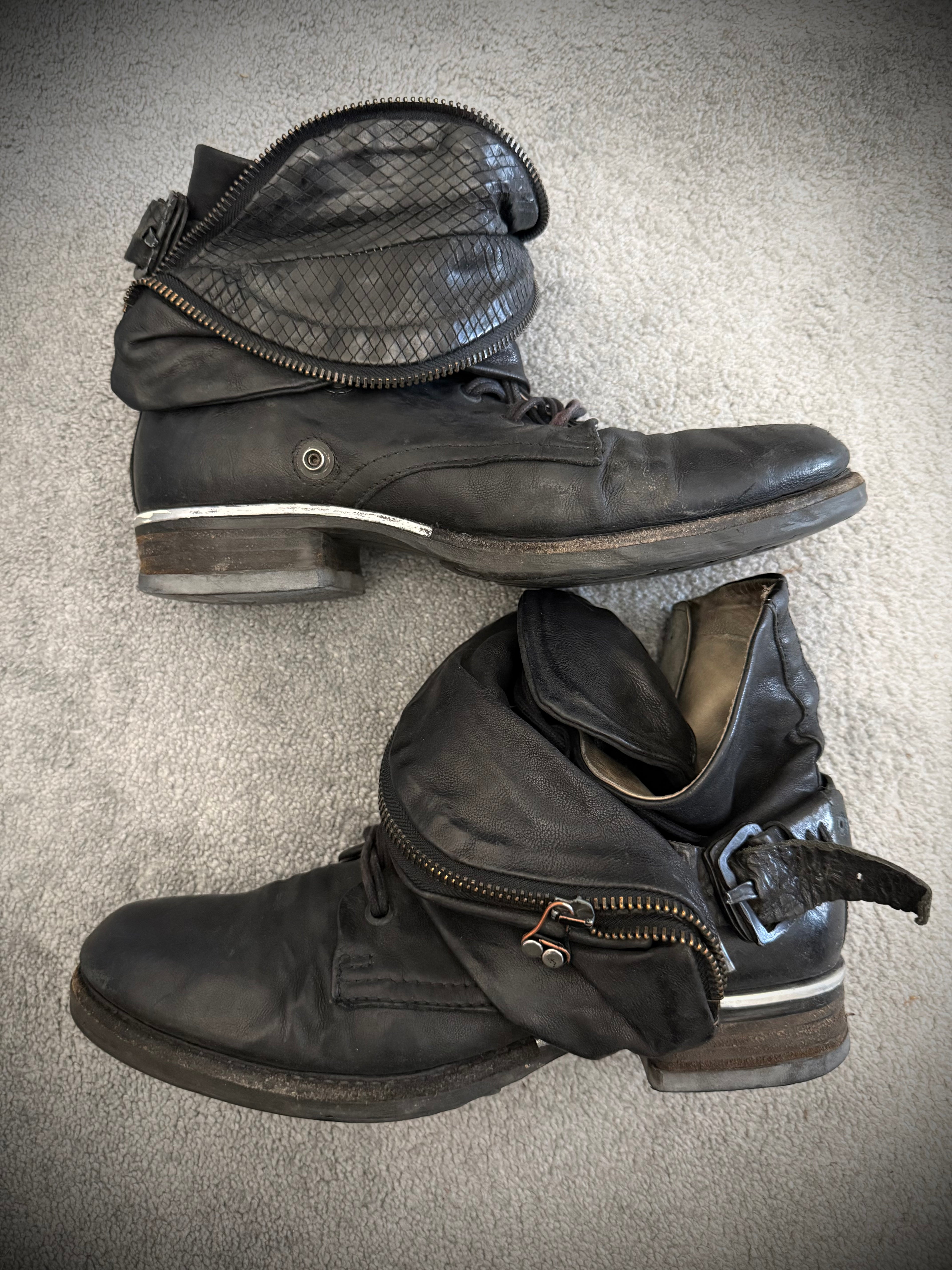 A.S 98 foldable snakeskin detachable buckled boots