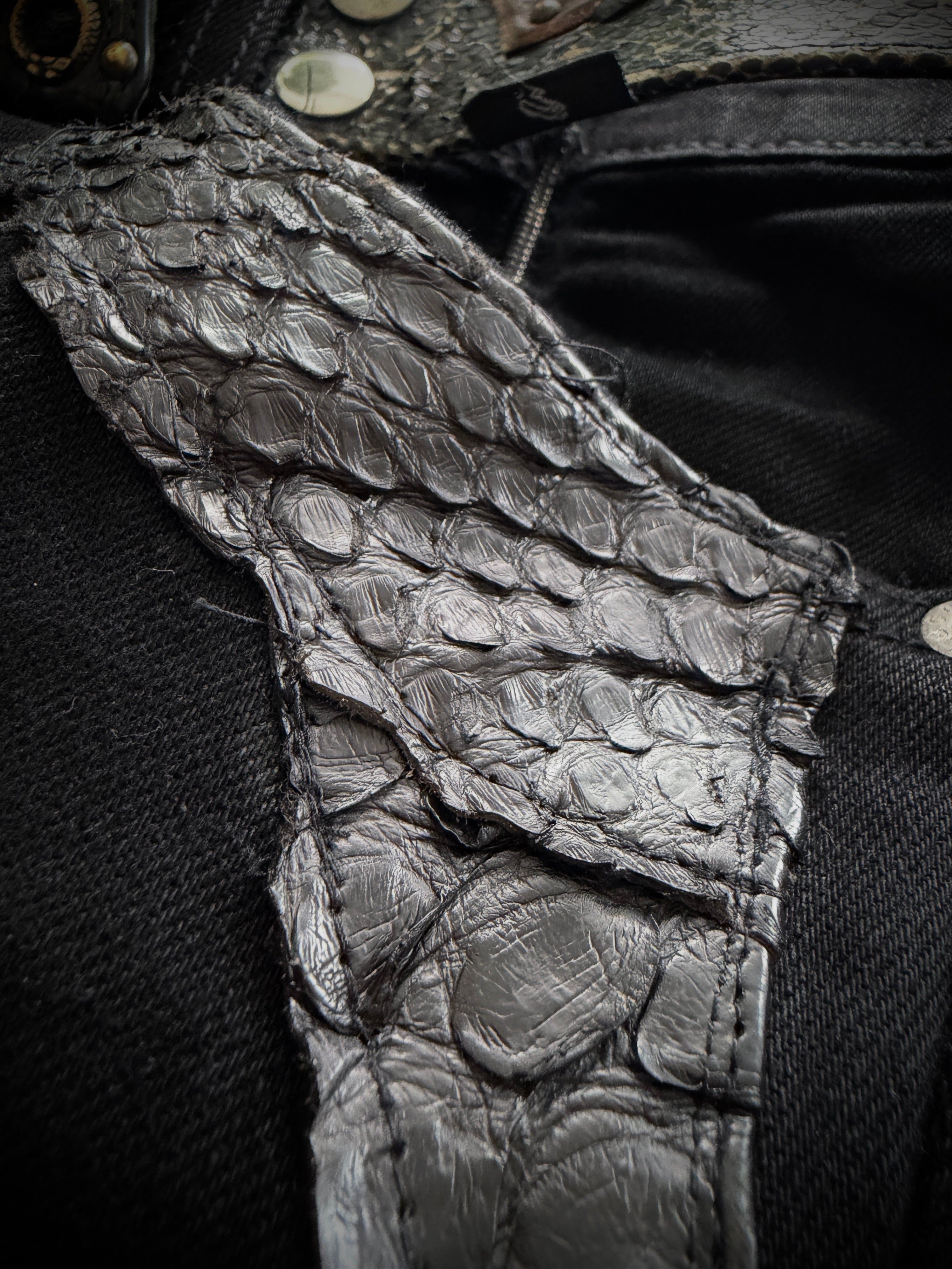 Shohei Takamiya Custom Snakeskin Flared Pierced Pants