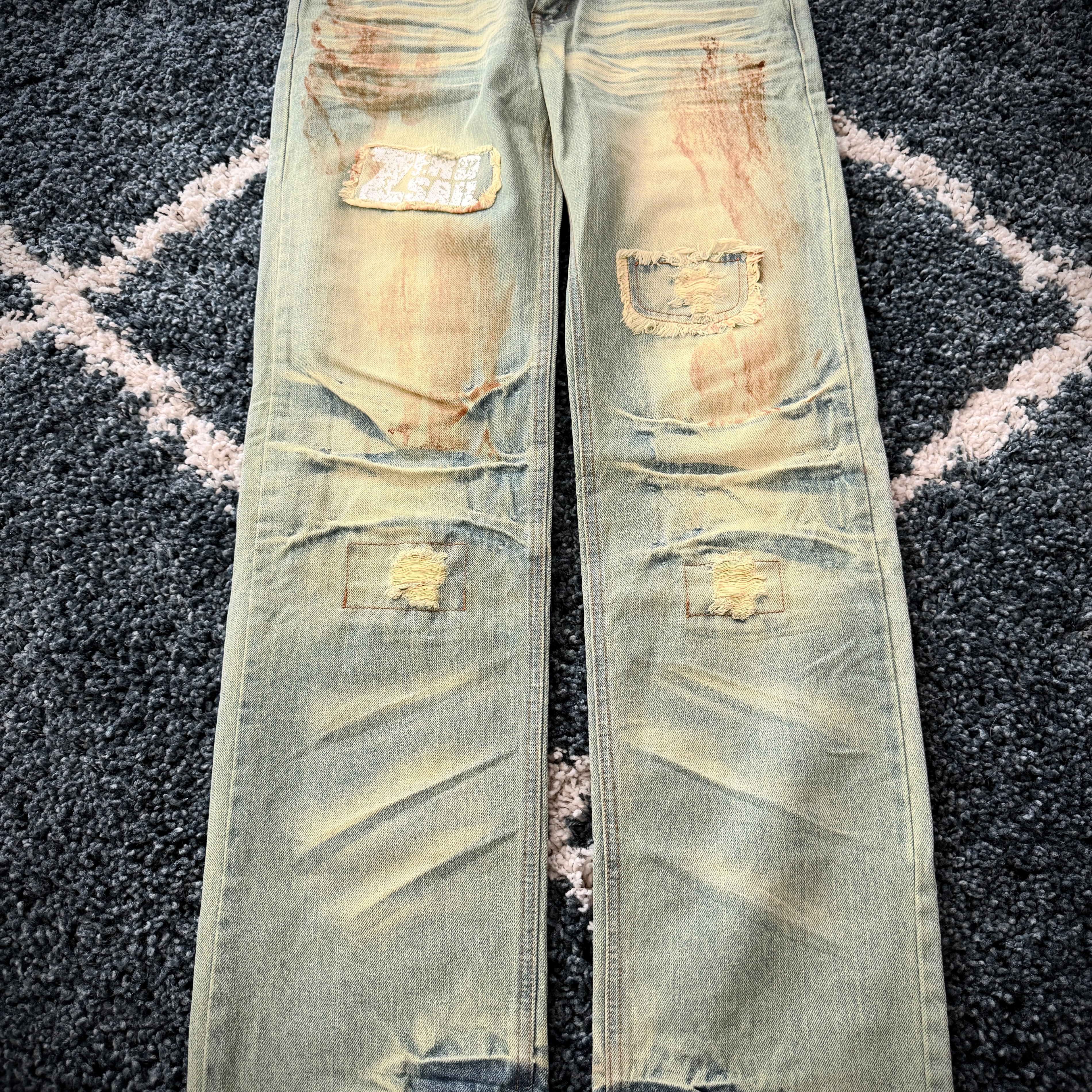 Zero sail toxic acid splattered distressed pants