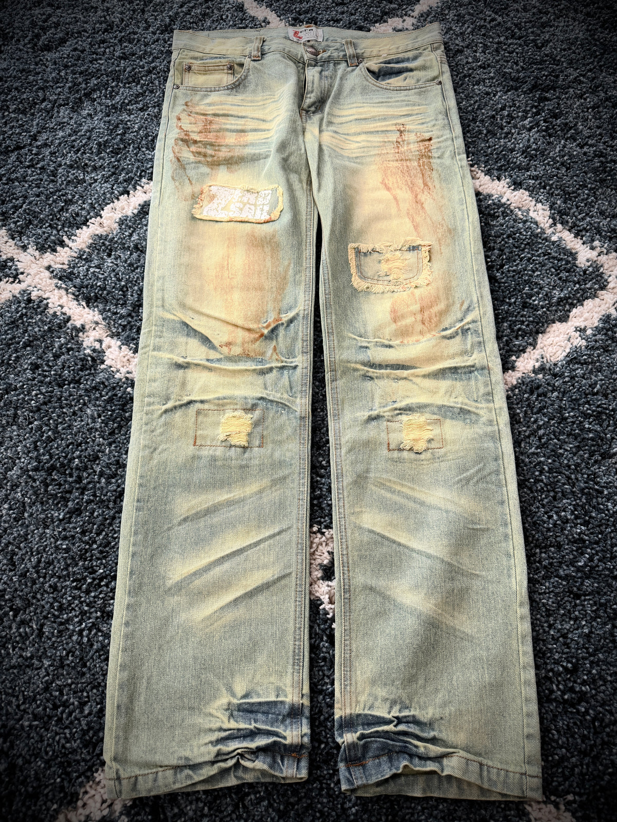 Zero sail toxic acid splattered distressed pants