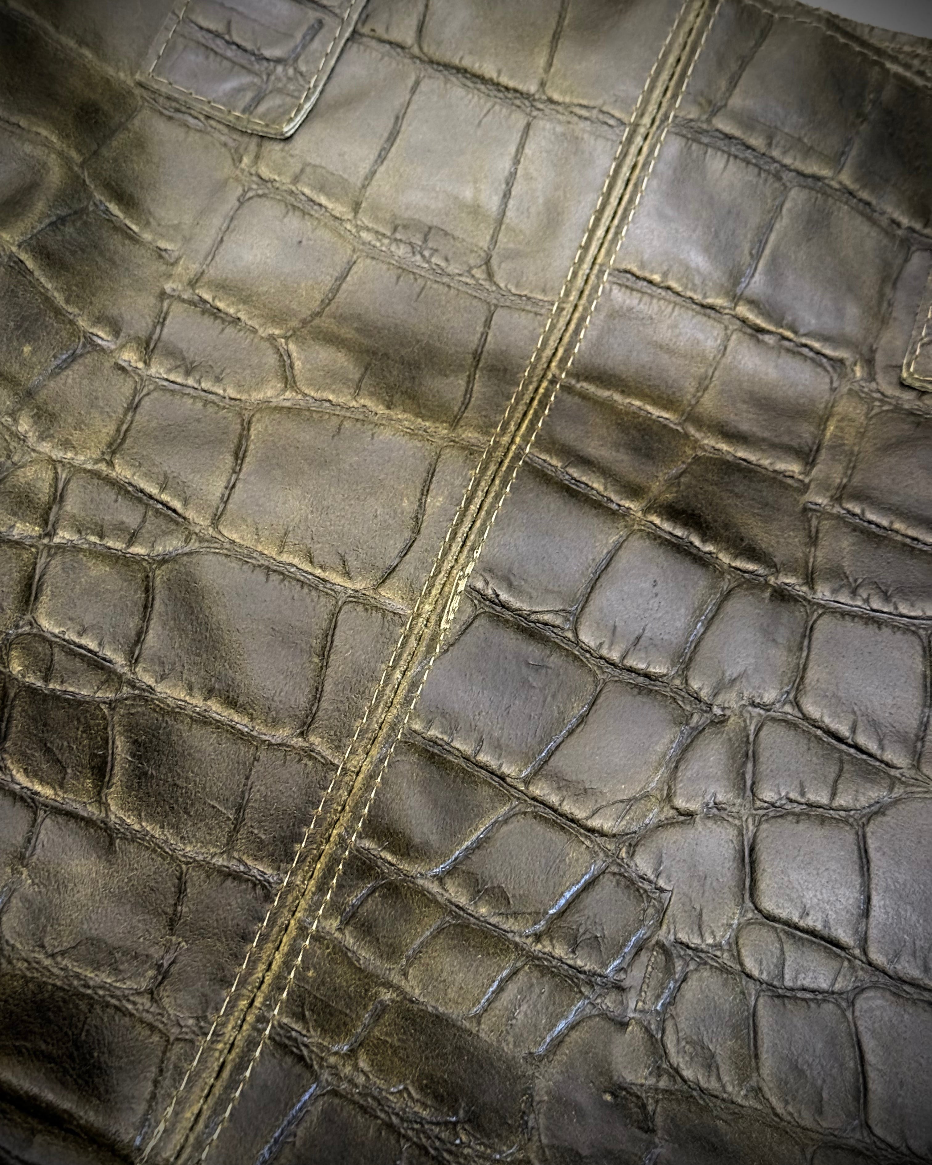 Crocodile leather tote bag