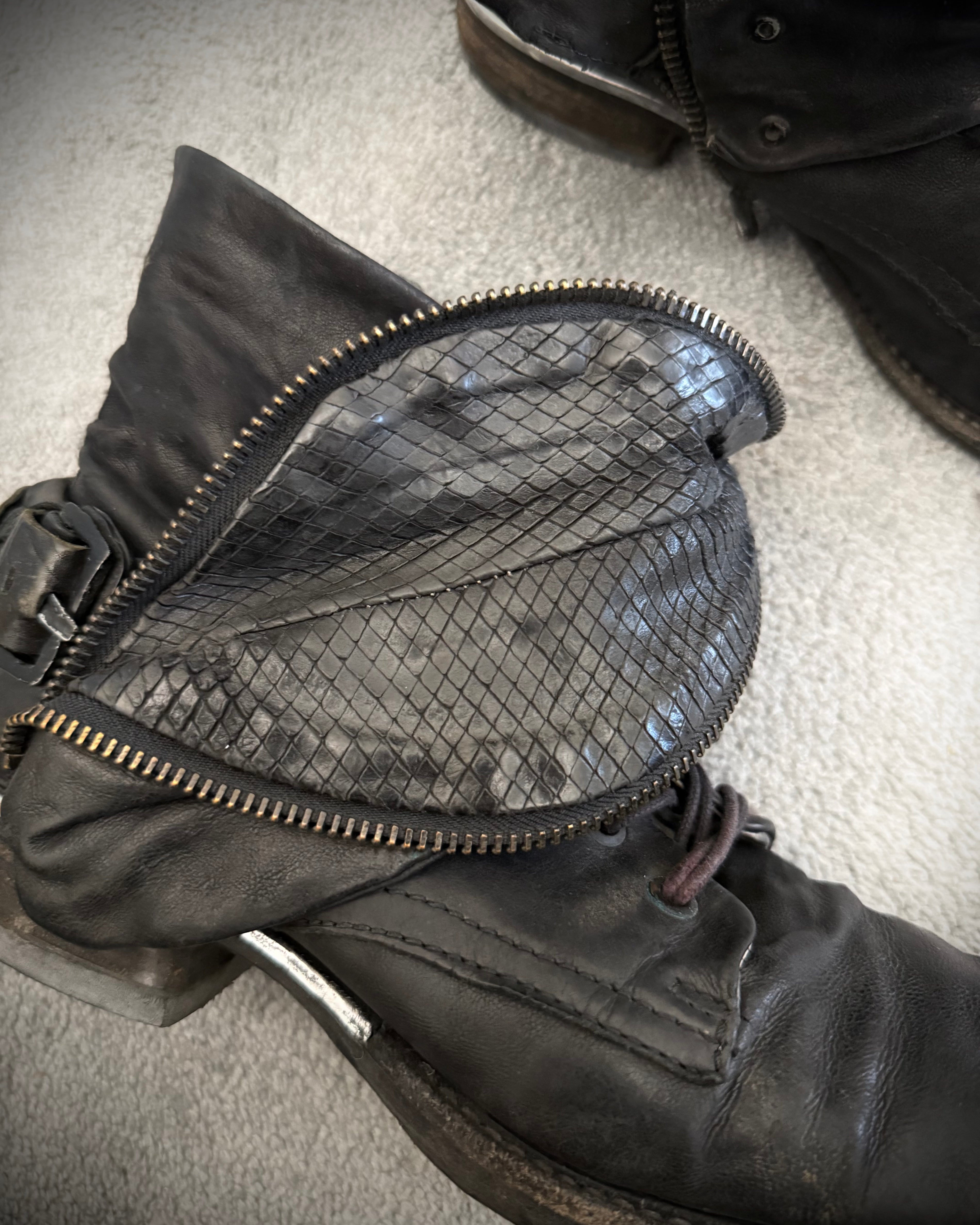 A.S 98 foldable snakeskin detachable buckled boots