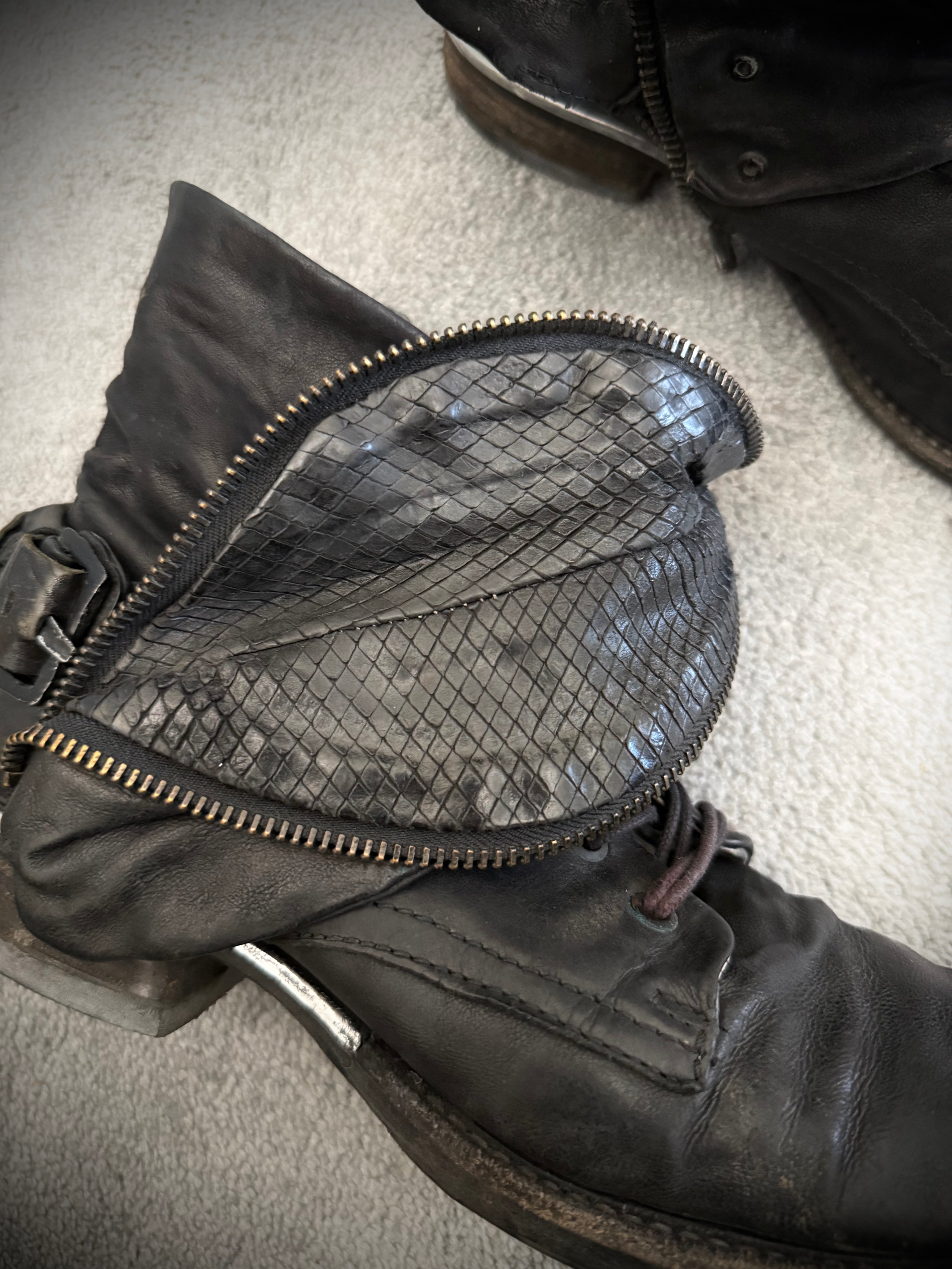 A.S 98 foldable snakeskin detachable buckled boots