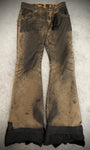 Obelisk Waxed Leather Detailed Flared Pants