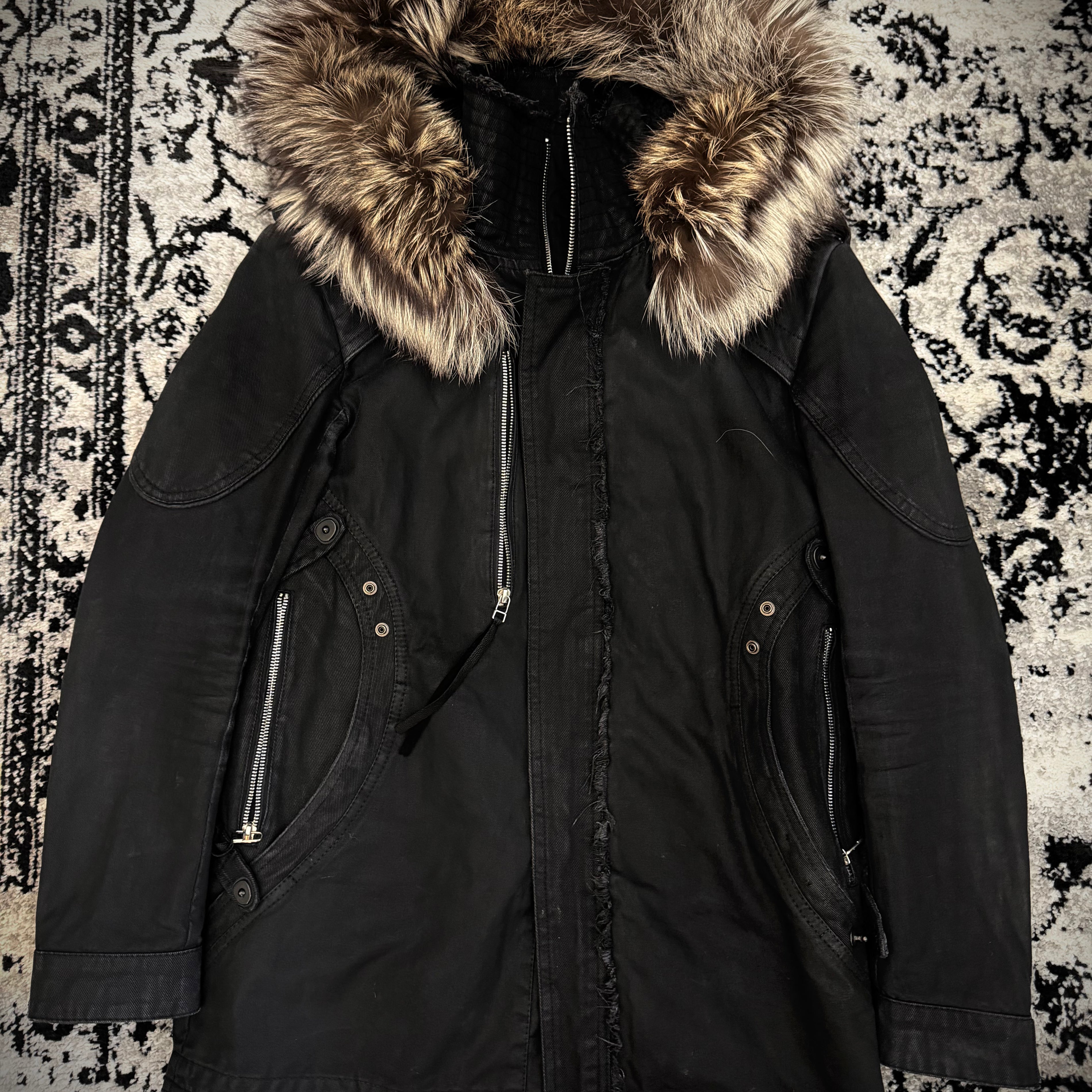 14th Addiction Fox Fur Waxed Gas Mask Parka Jacket