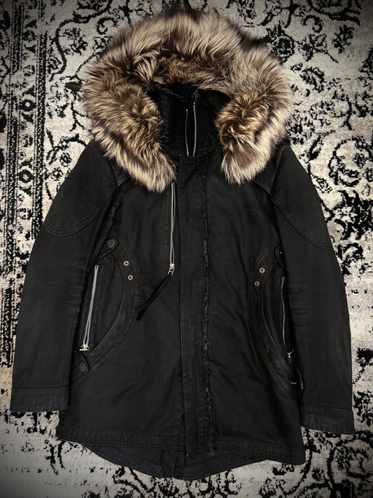 14th Addiction Fox Fur Waxed Gas Mask Parka Jacket
