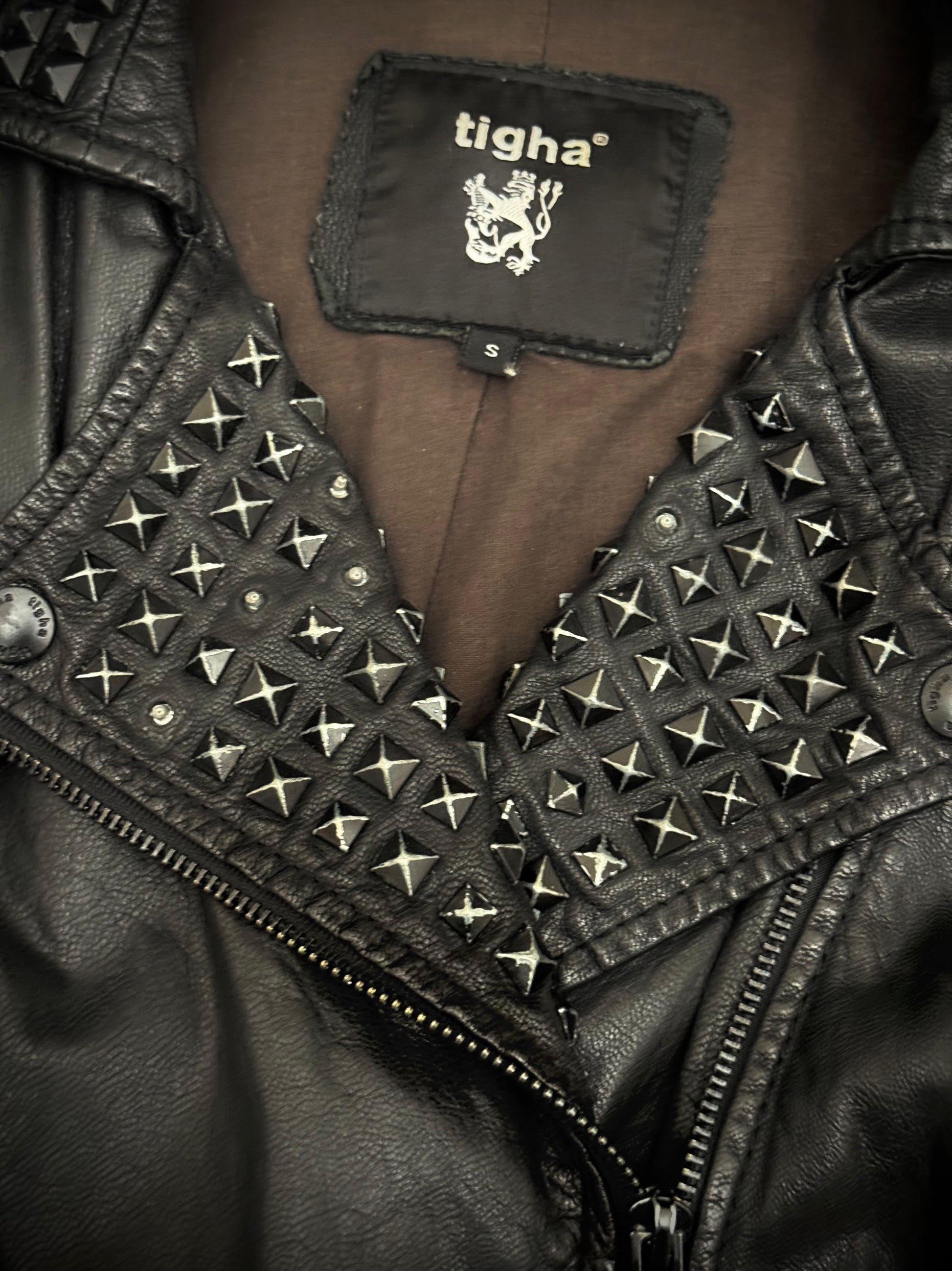 Tigha studded double rider leather jacket