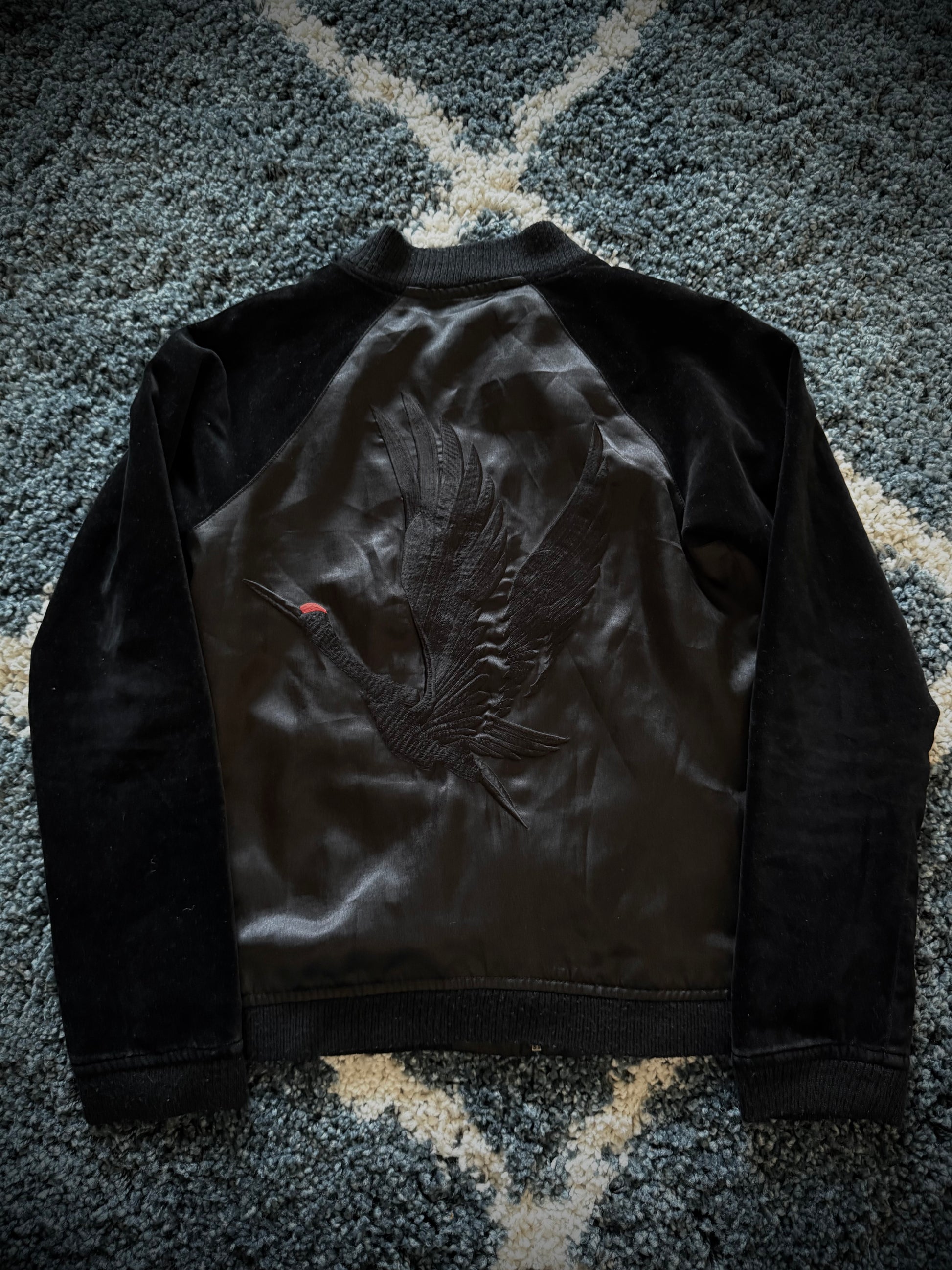 Veronica embroidery swan bomber jacket