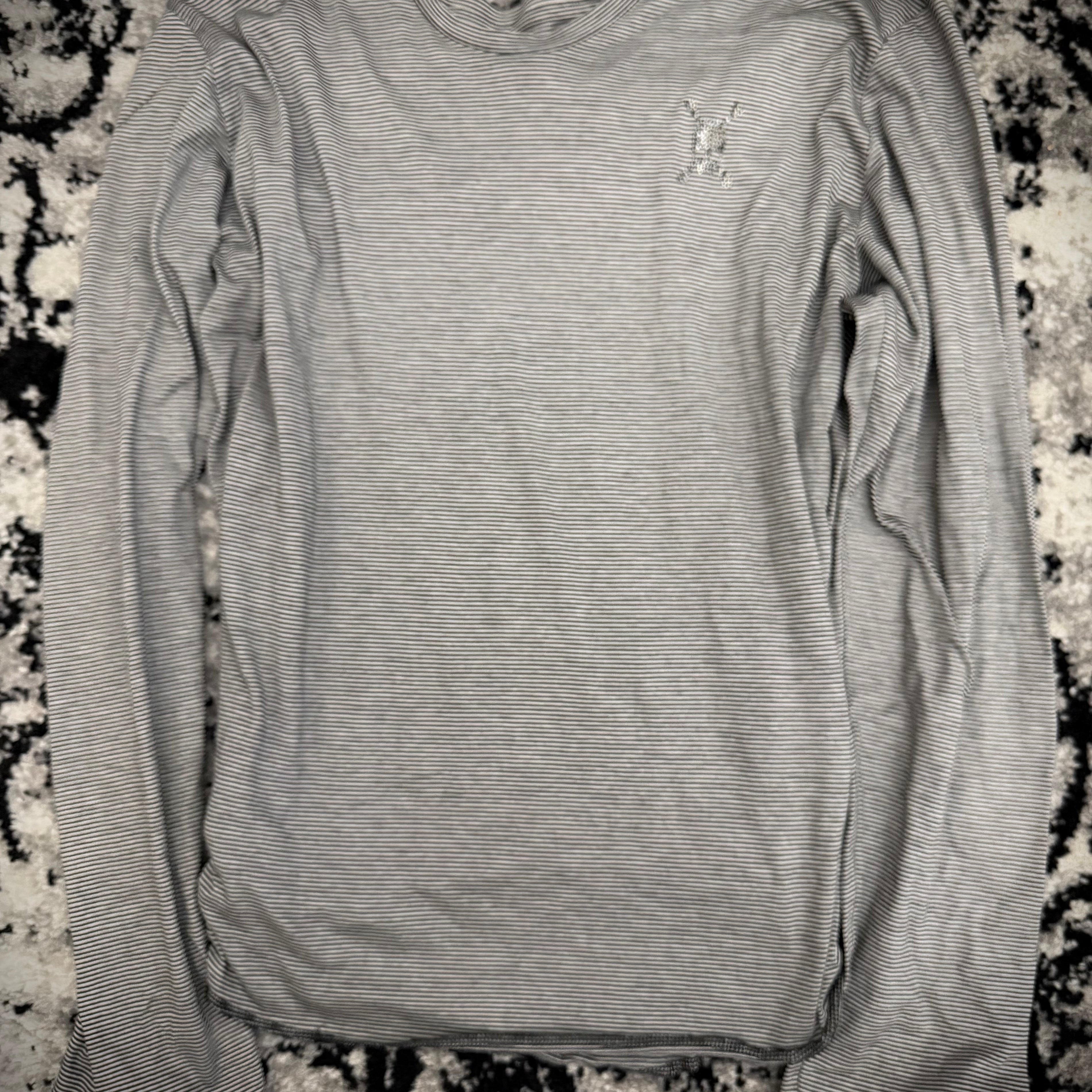 Roen Pinstripe Rhinestone Skull Longsleeve