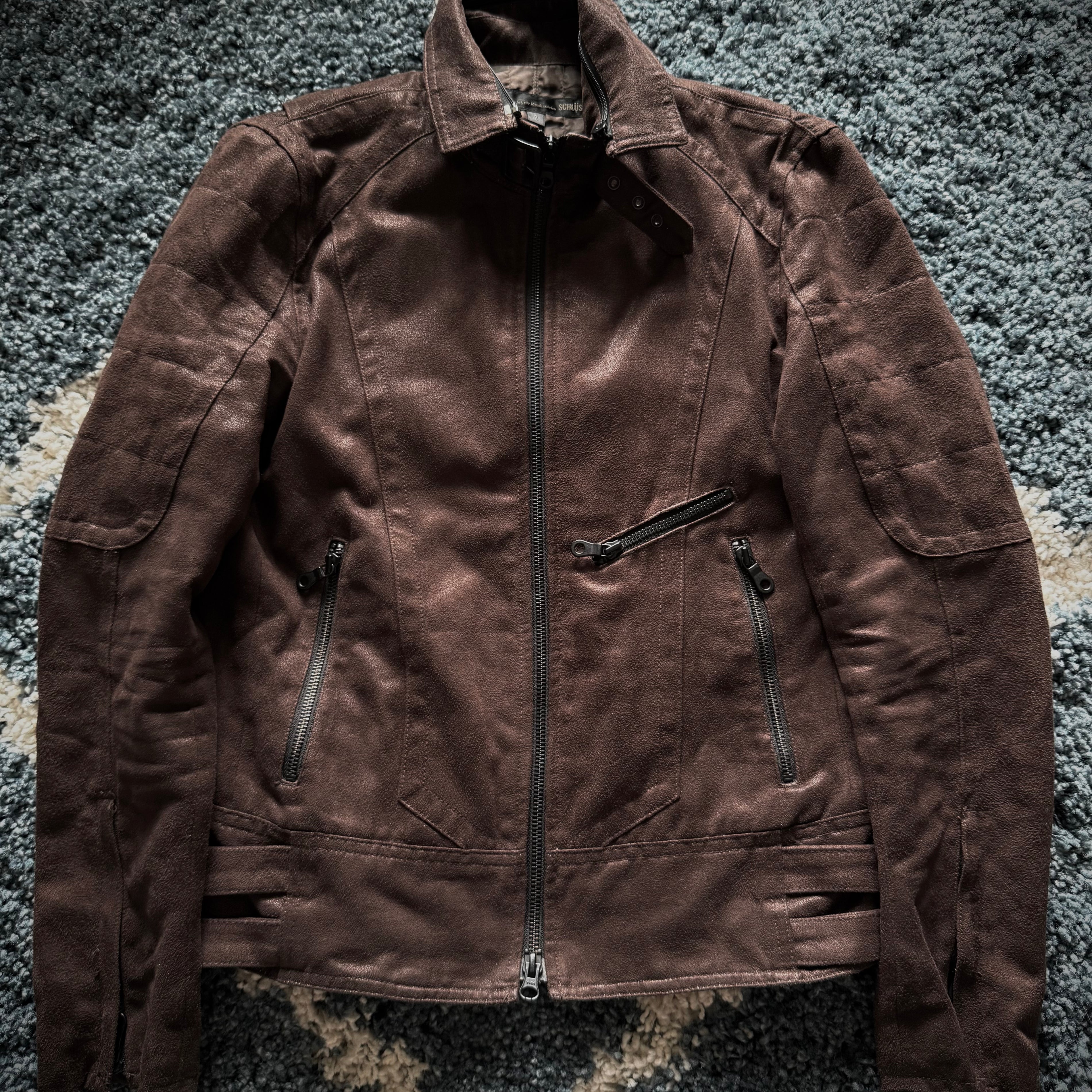 Schlussel micro suede Bondadge jacket