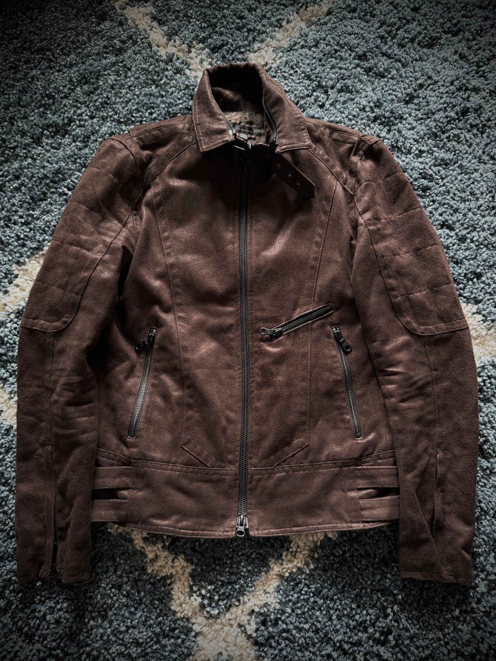 Schlussel micro suede Bondadge jacket