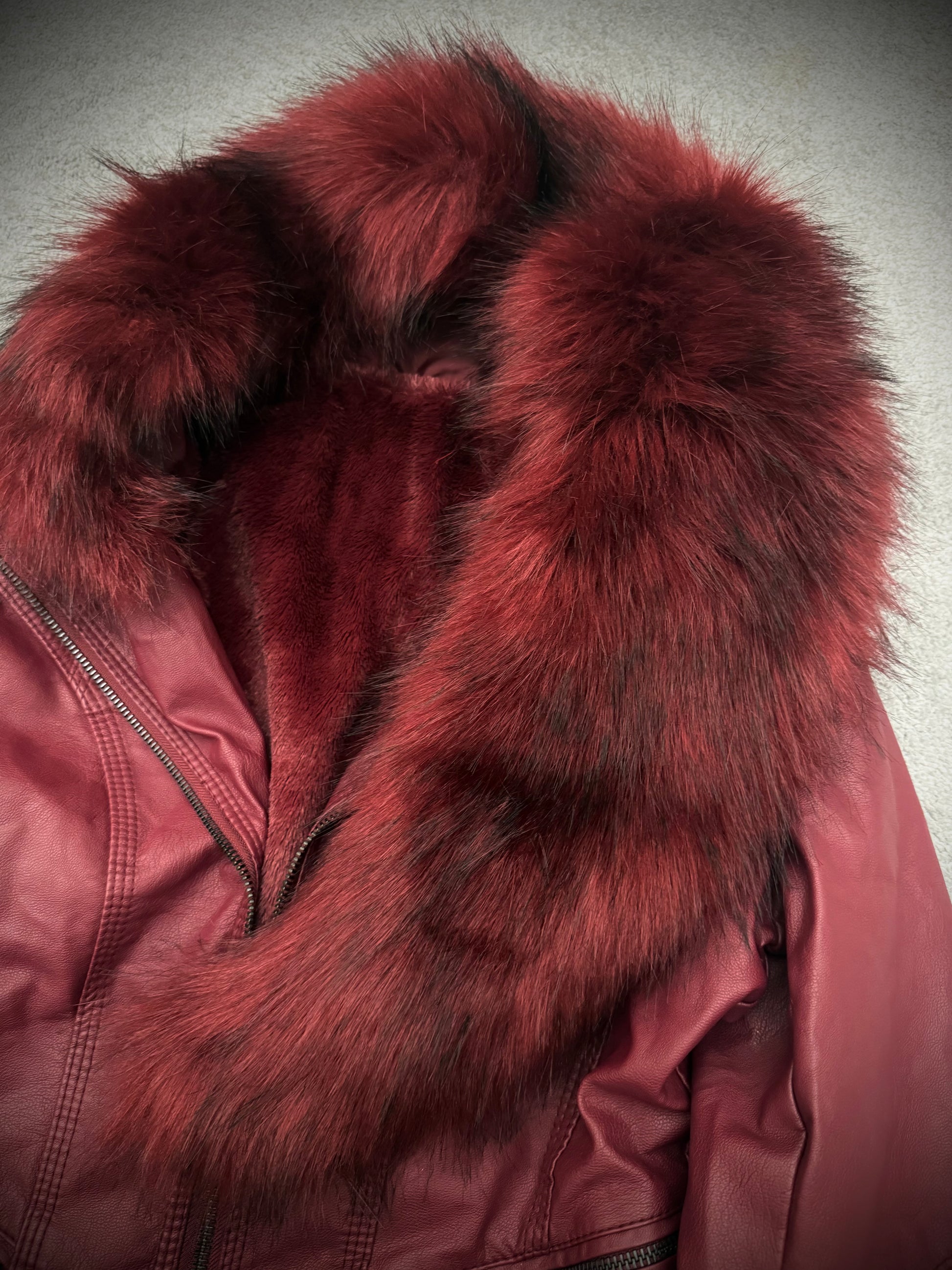 Mutant padded full fur interior leather jacket