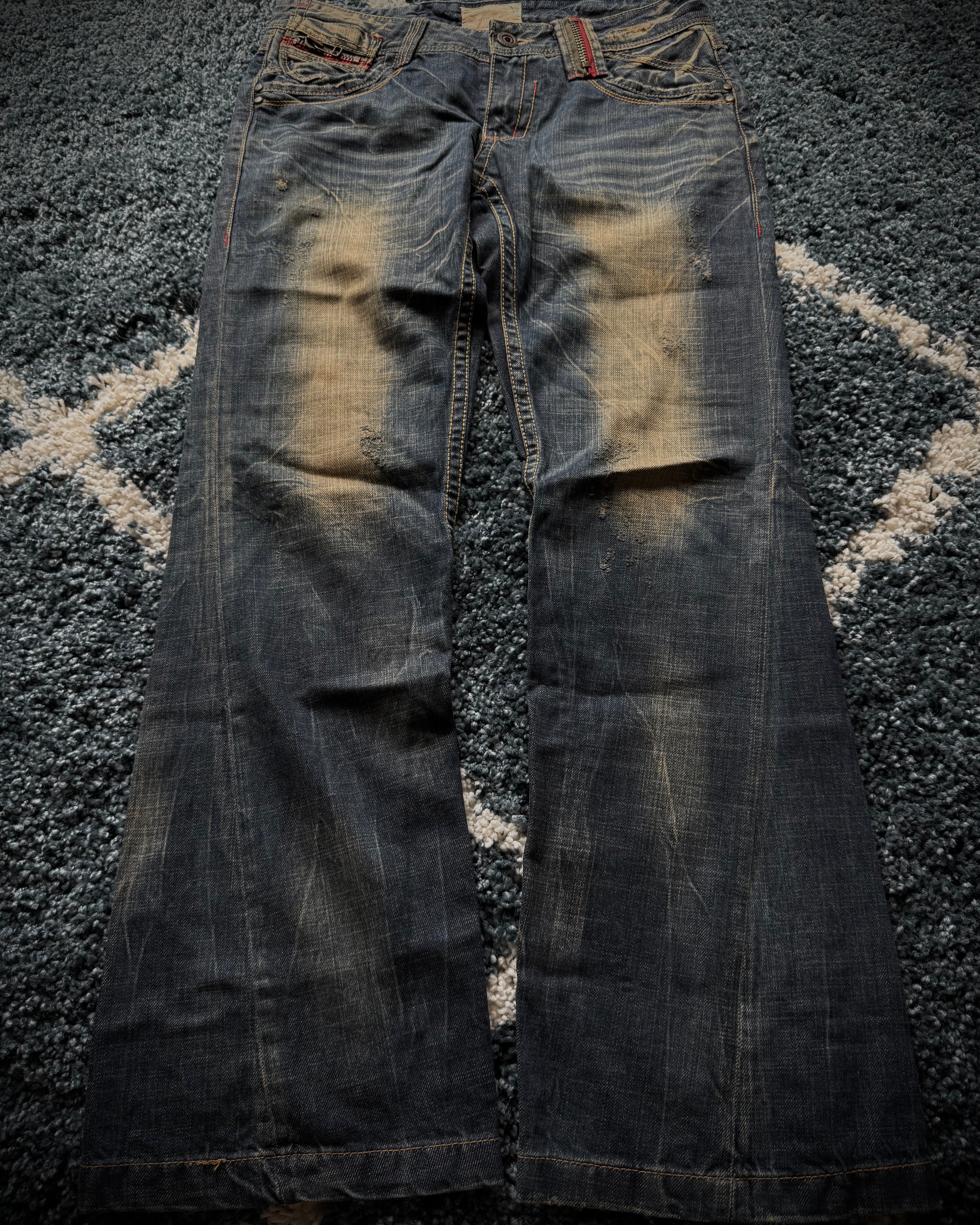 Lolita zipp mud washed flared jeans