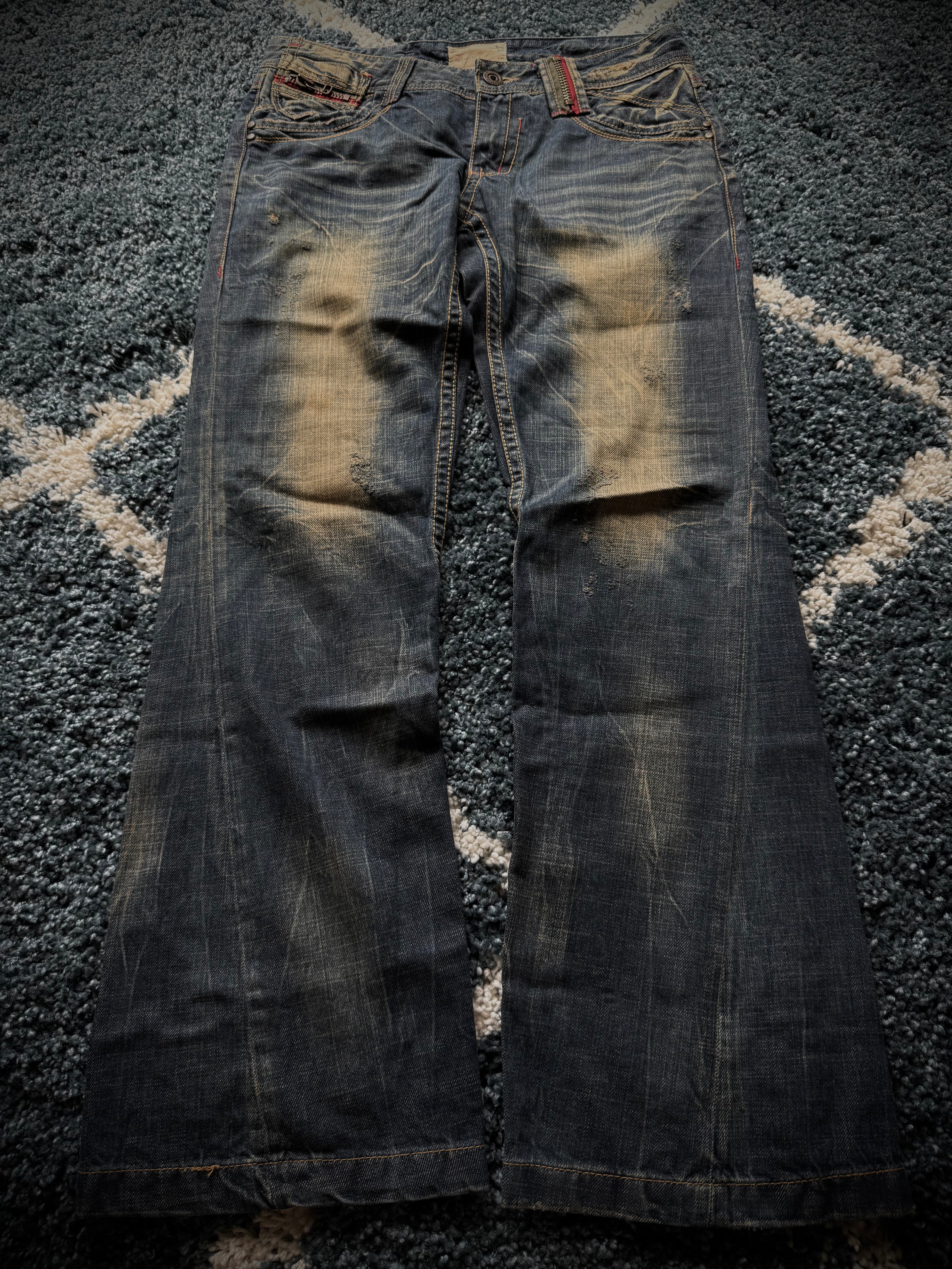 Lolita zipp mud washed flared jeans