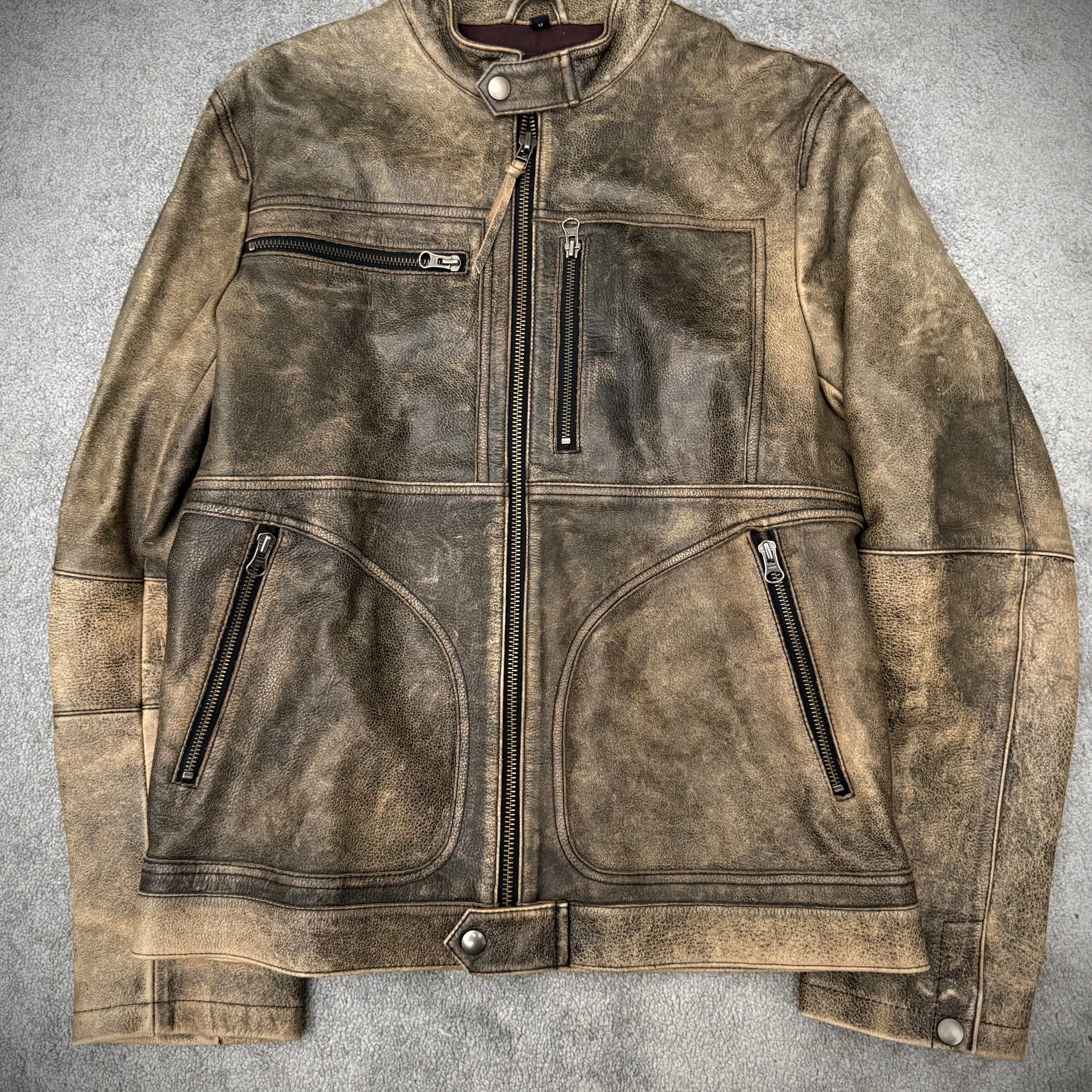 291295 = HOMME multi zip leather rider